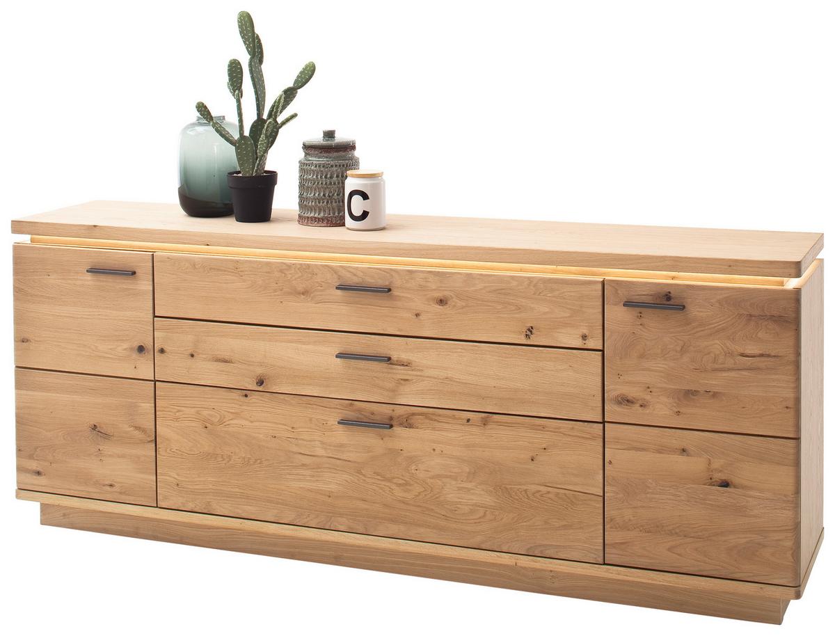 KOMODA SZEROKA BARCELONA - szary/dąb bianco, Design, materiał drewnopochodny/metal (210/84/44cm) - Livetastic