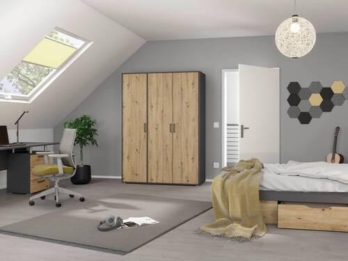 DULAP  USI ROTATIVE VOYAGER - stejar Artisan/gri, Modern, material pe bază de lemn (140/194/53cm) - Modern Living