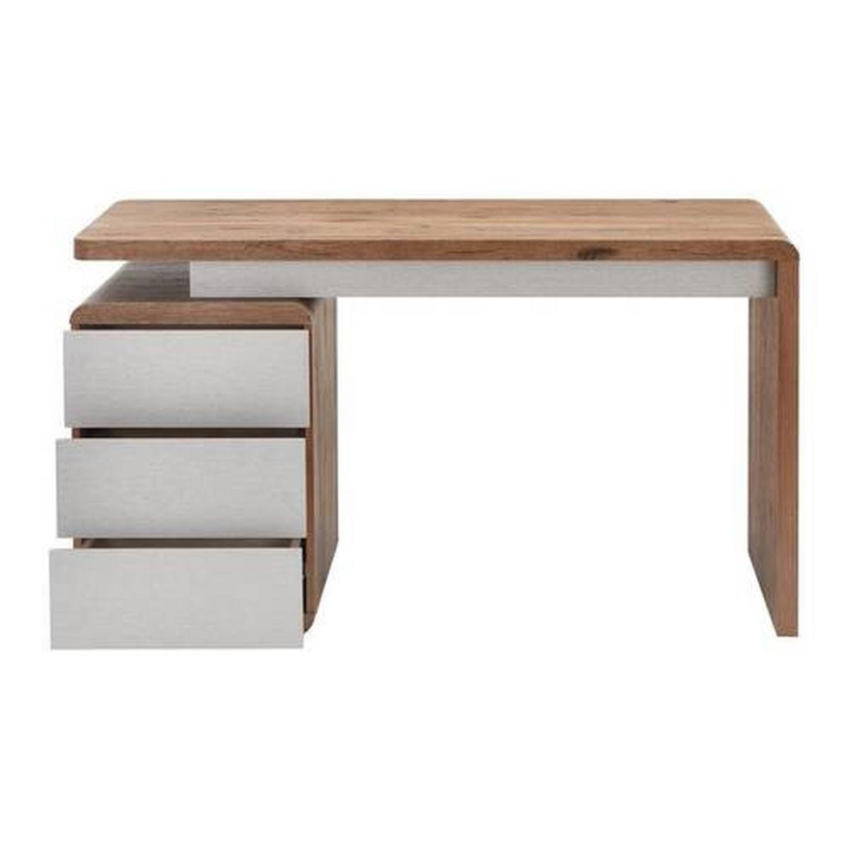Schreibtisch Holz "lovino", Ca. 135x59 Cm, Eiche - Eichefarben/Silberfarben, Modern (135/59/75cm) - Bessagi Home