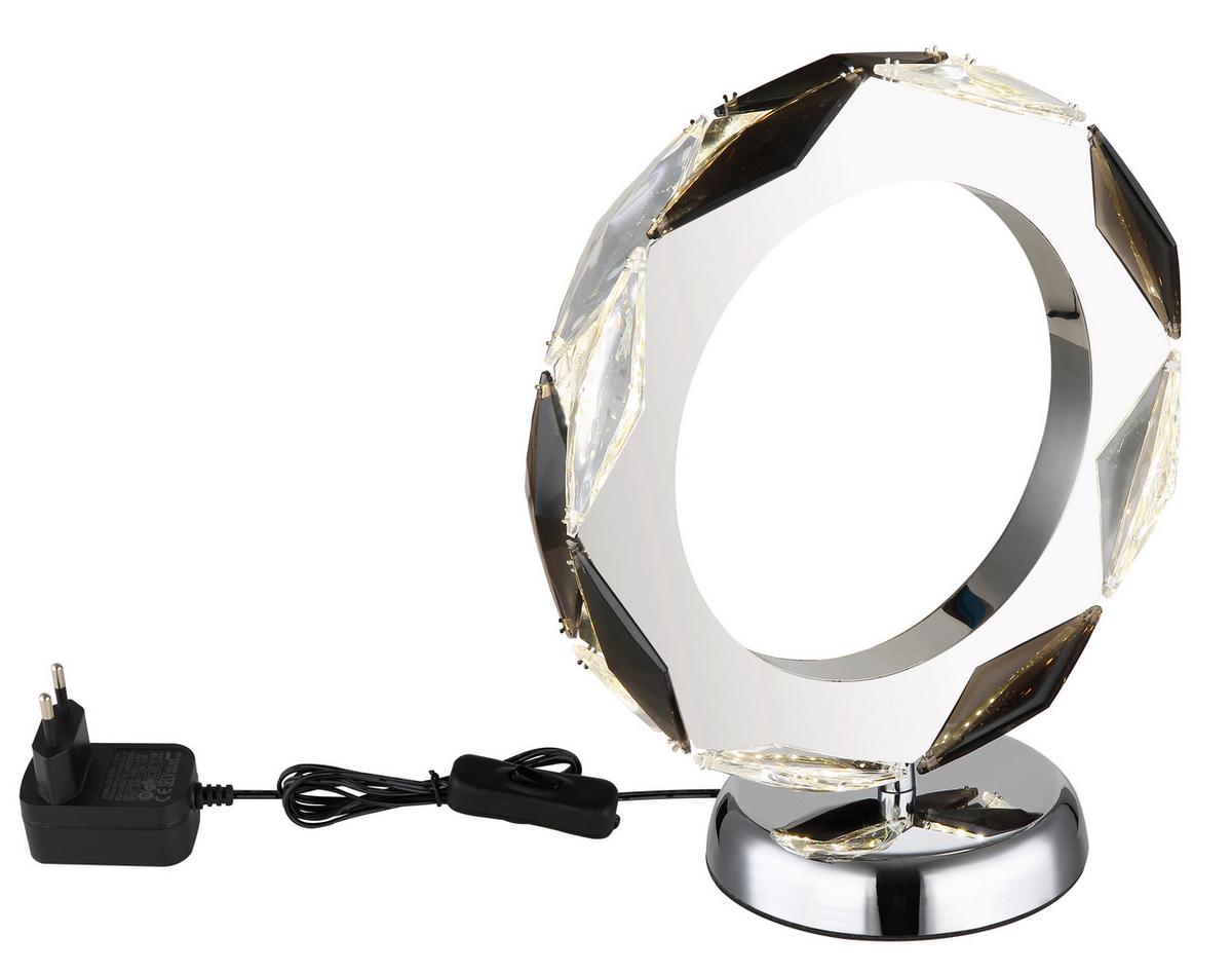 LED-TISCHLEUCHTE 67318T - Klar/Chromfarben, Design, Kunststoff/Metall (24/13/27cm) - Globo