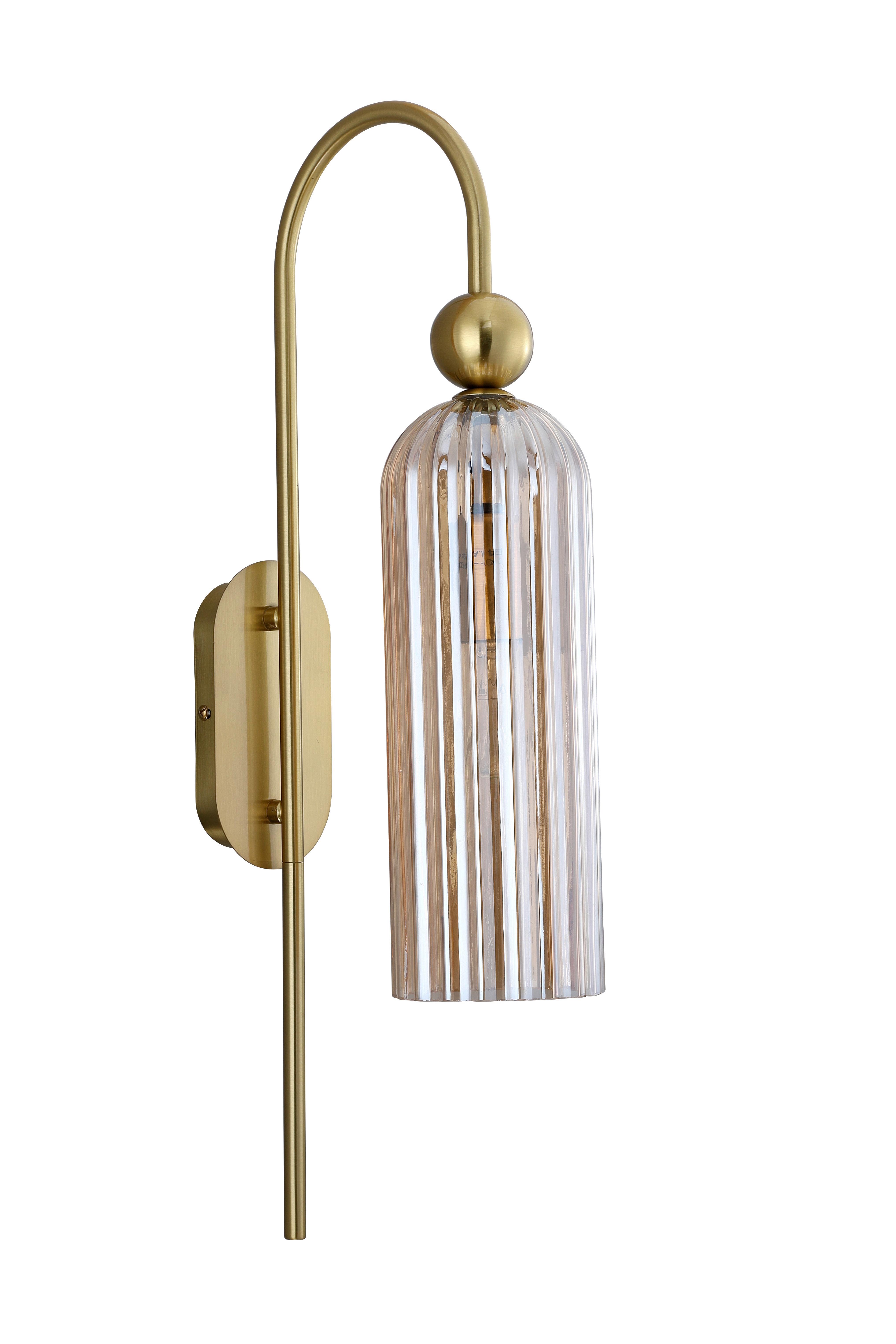 Wandleuchte Lp-939/1w_piega - Goldfarben/Bernsteinfarben, Konventionell, Glas (23.5/10/56.5cm)