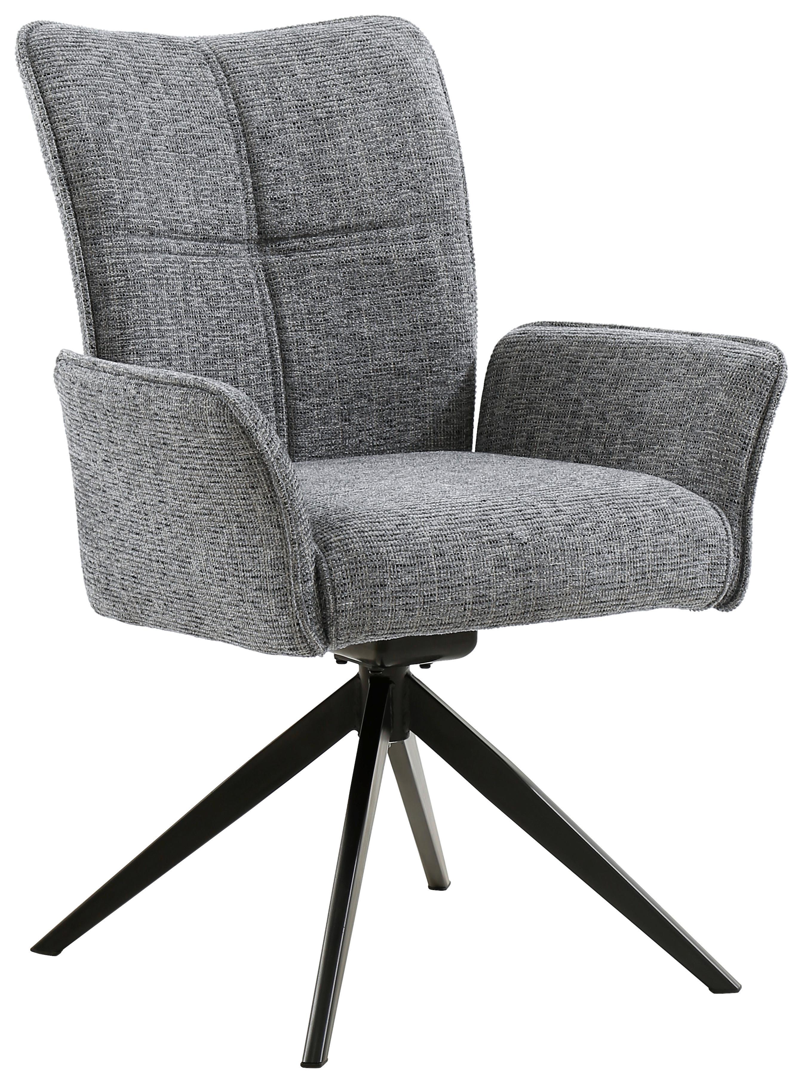 KRZESŁO Z PODŁOKIETNIKAMI OLAF  -EXKLUSIV- - czarny/szary, Design, metal/tkanina (66/90,5/66cm) - Carryhome