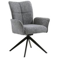 KRZESŁO Z PODŁOKIETNIKAMI OLAF  -EXKLUSIV- - czarny/szary, Design, metal/tkanina (66/90,5/66cm) - Carryhome