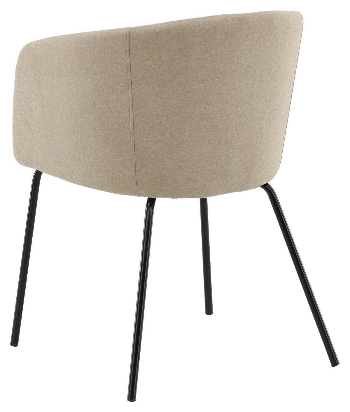 Stuhl Berit ca. 55x78x55 cm Beige - Beige/Schwarz, Design, Holz/Kunststoff (55/78/55cm) - Livetastic
