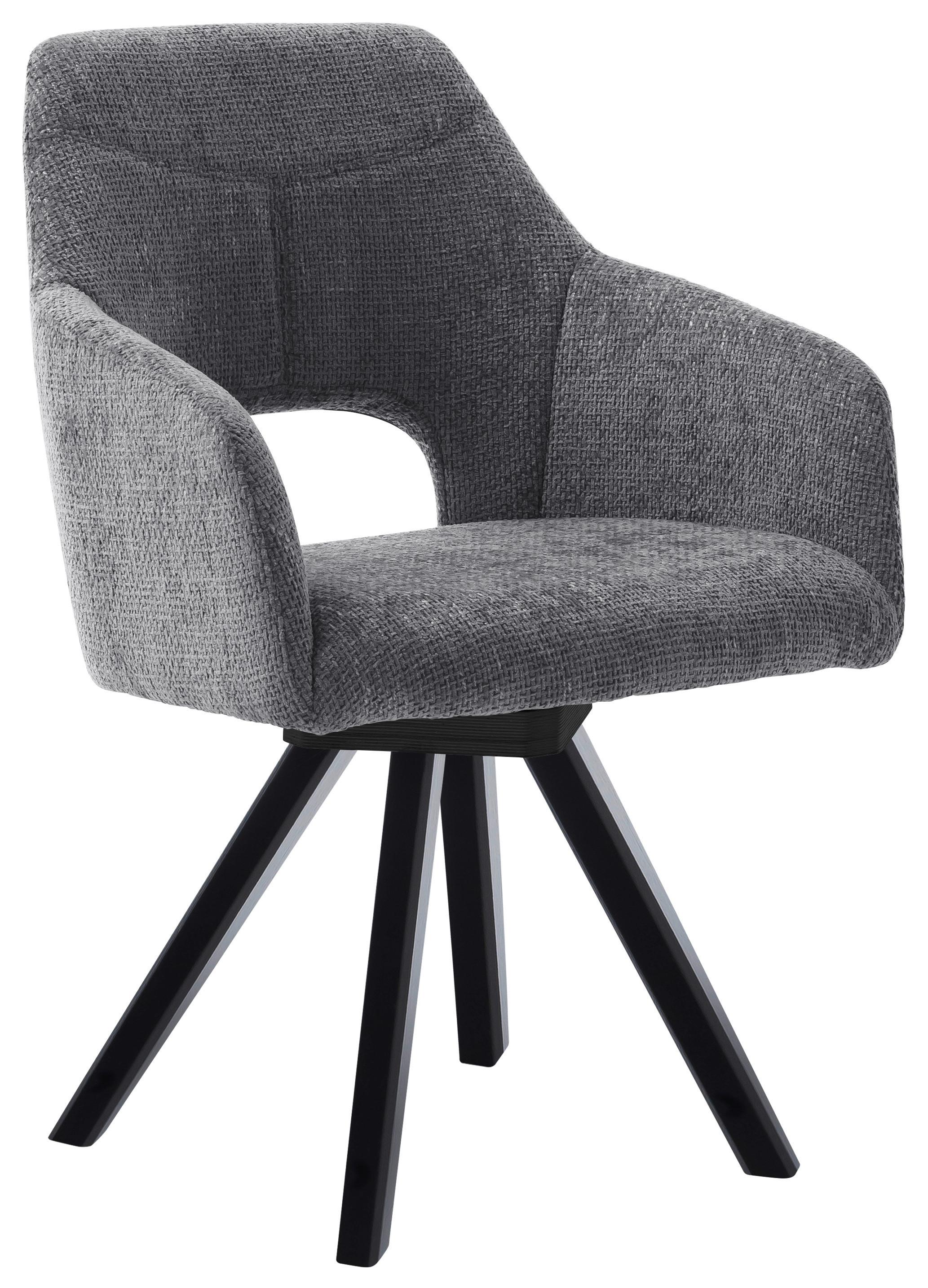 KRZESŁO Z PODŁOKIETNIKAMI EVITA - czarny/szary, Design, drewno/tkanina (57/84/57cm) - Voleo