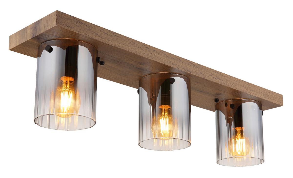 Stropna Svjetiljka Tamno Smeđa - tamno smeđa, Natur, staklo/drvni materijal (71/16/18cm) - Globo