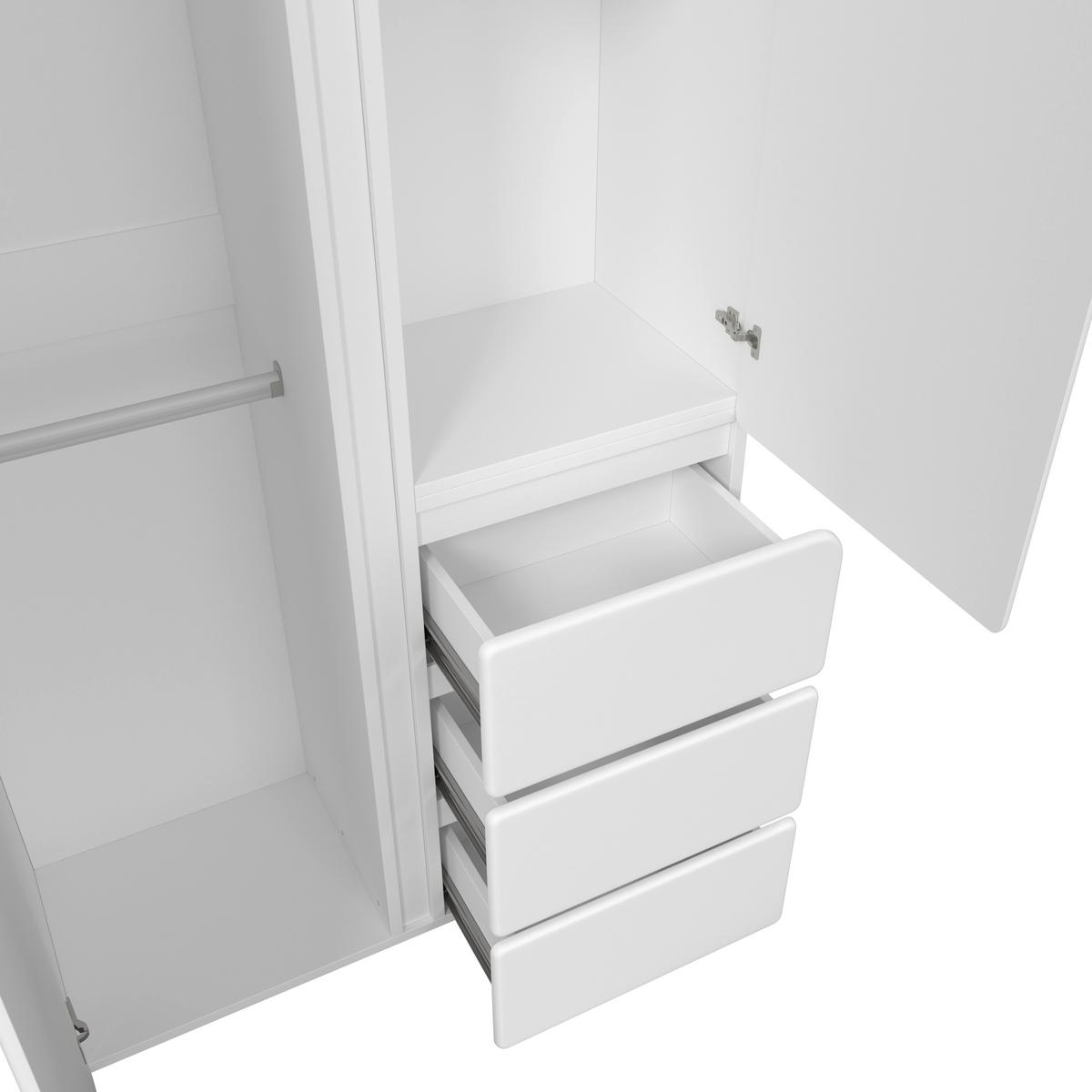 Kinderkleiderschrank Elio Weiß ca. 95x180x56 cm - Weiß, MODERN, Holzwerkstoff (95/180/56cm) - Bessagi Kids