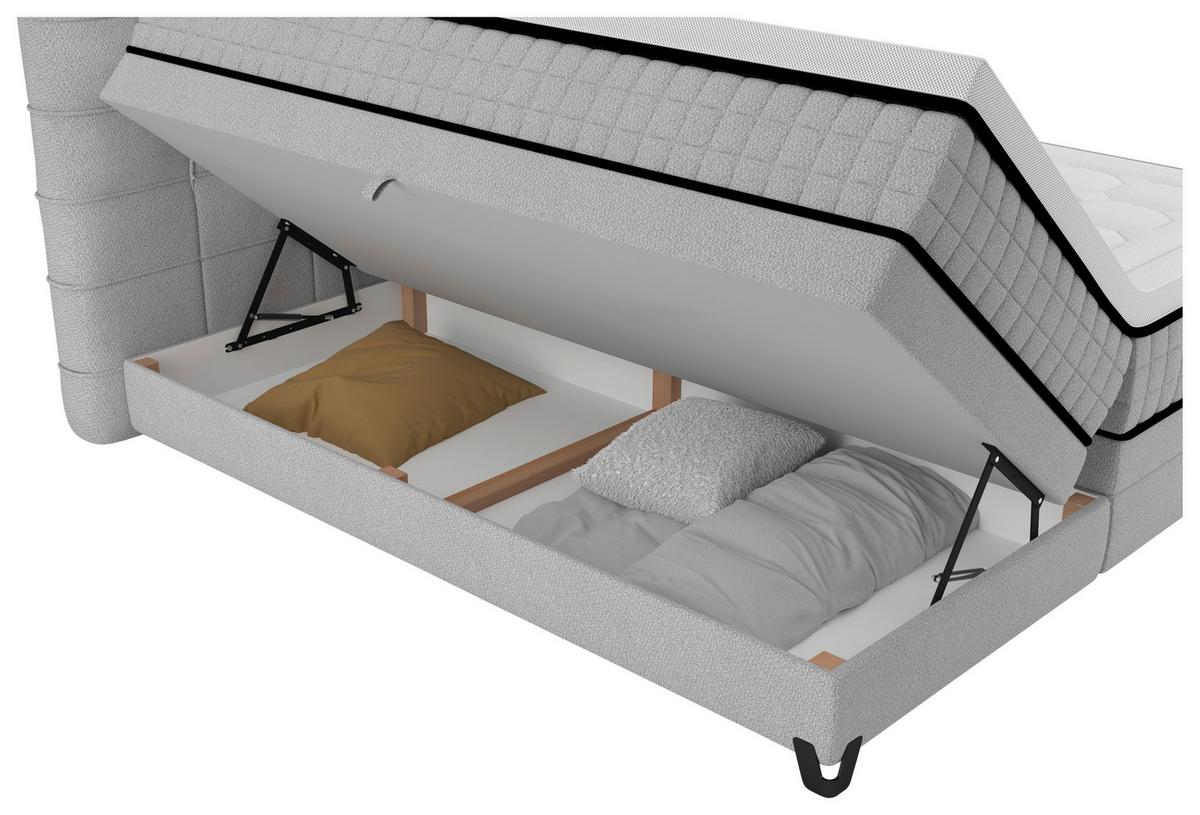Boxspringbett Carmen C Hellgrau ca. 180x200cm - Hellgrau, Konventionell, Holz/Holzwerkstoff (180/200cm) - Premium Living