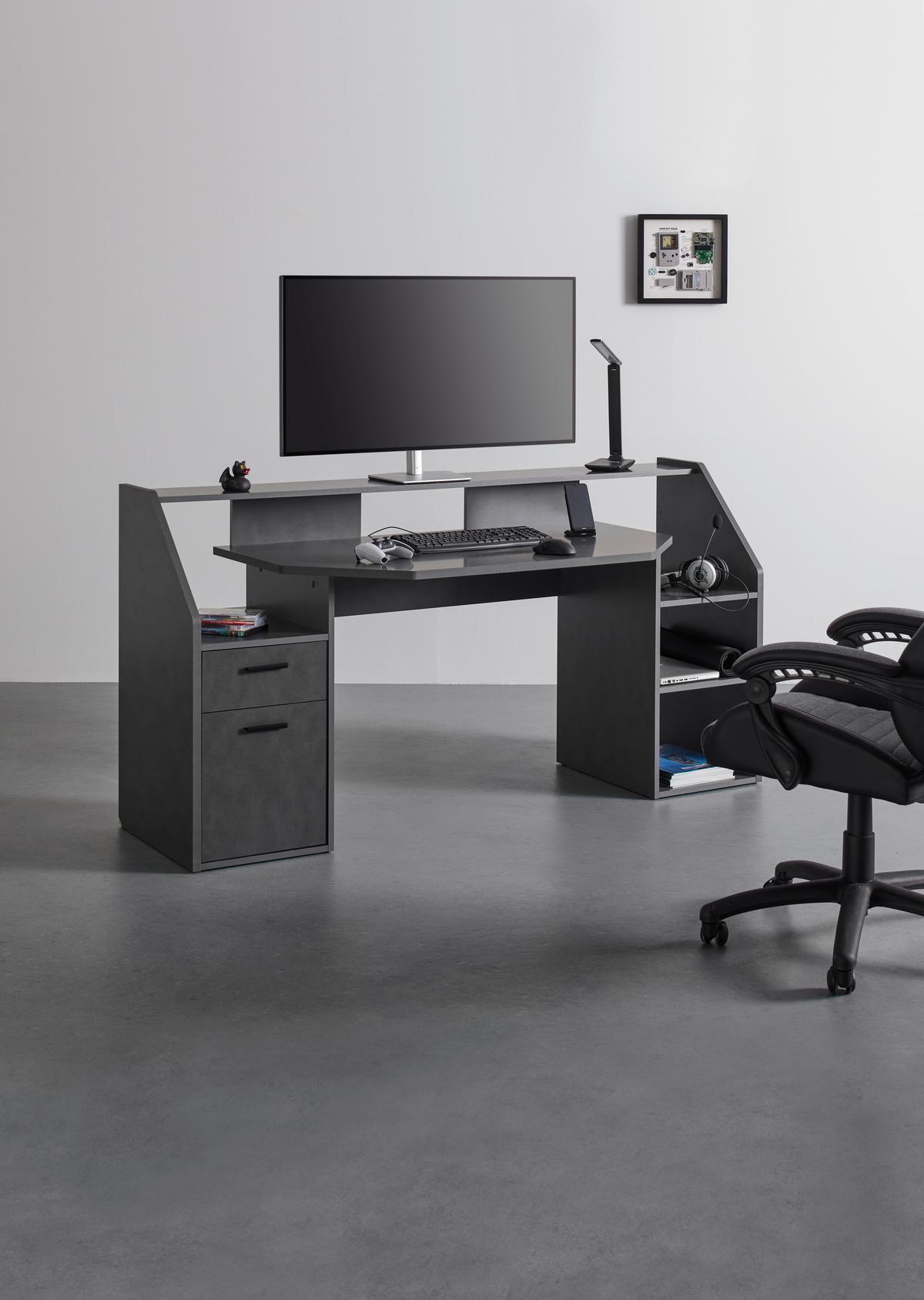 Gamingtisch Zocker 1 in Materafarben - MODERN, Holzwerkstoff/Kunststoff (180/92/68cm) - Mömax