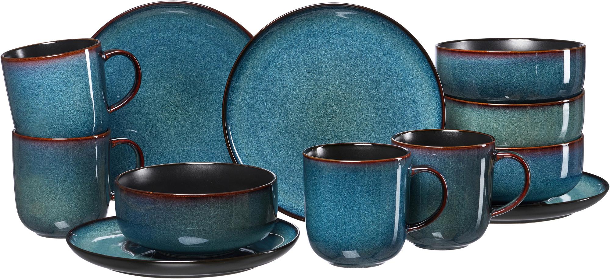 SERWIS ŚNIADANIOWY 420104 RITZENHOFF - niebieski, Trend, ceramika (33,5/21,5/22cm) - Ritzenhoff Breker