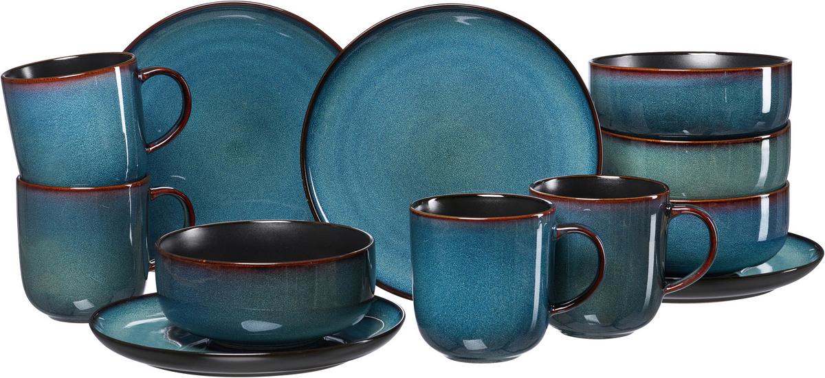 SERWIS ŚNIADANIOWY 420104 RITZENHOFF - niebieski, Trend, ceramika (33,5/21,5/22cm) - Ritzenhoff Breker