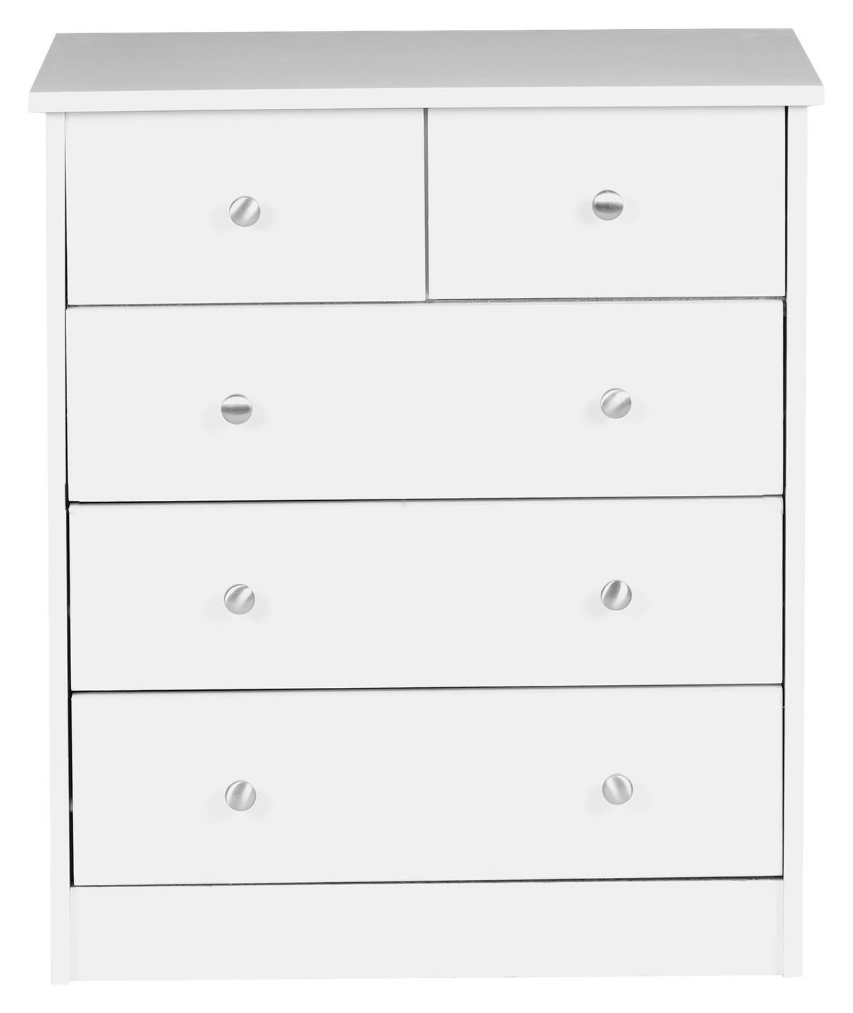 Kommode Pure ca. 60x70x35 cm Weiß - Alufarben/Weiß, KONVENTIONELL, Holzwerkstoff/Metall (60/70/35cm) - MID.YOU