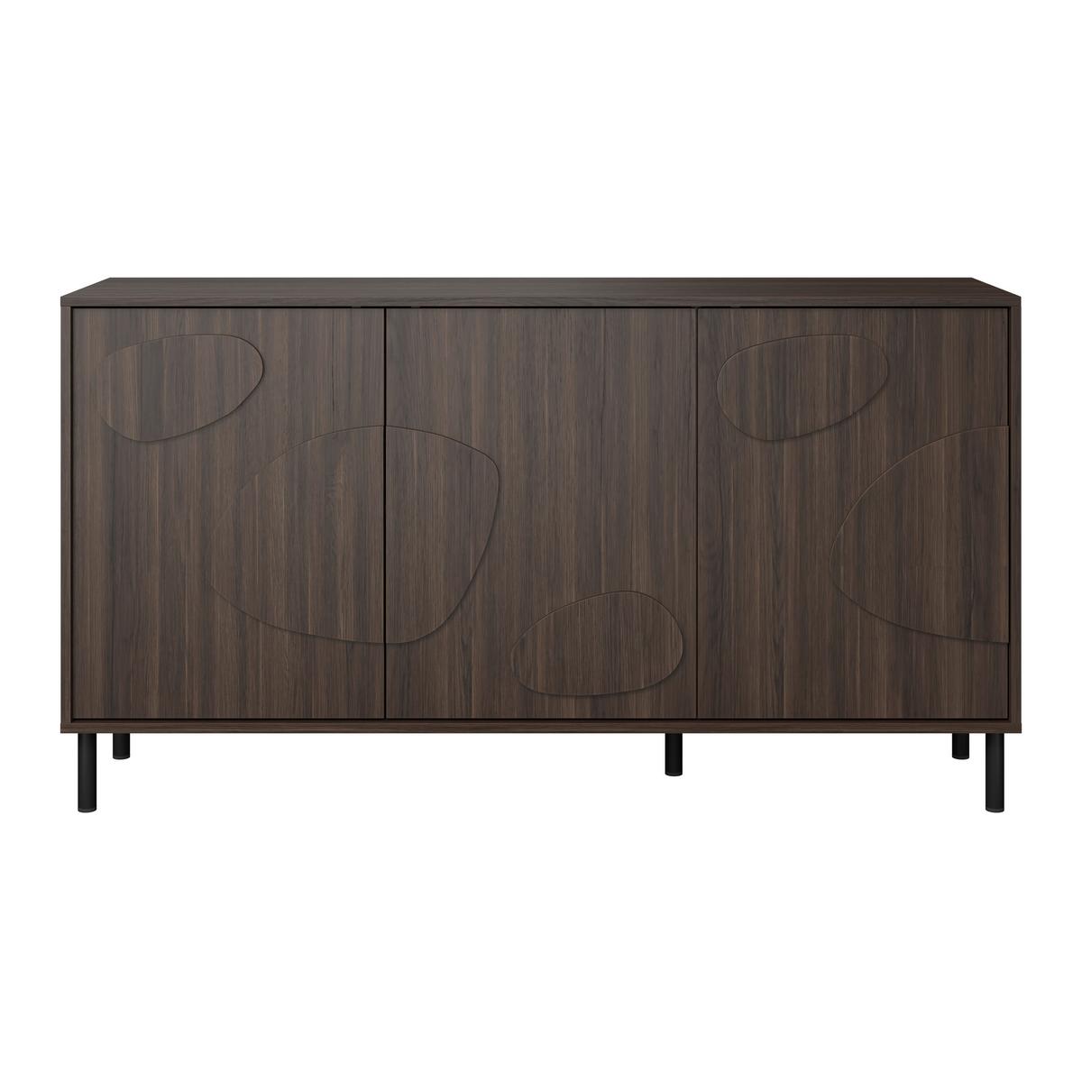 Sideboard Peonia Dunkelbraun - Dunkelbraun/Schwarz, MODERN, Holzwerkstoff/Metall (155/85/40cm) - Mömax