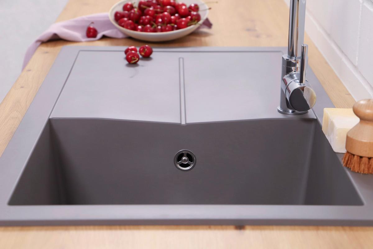 Pomivalno Korito Cleveland, 86x50cm - siva, Basics, kamen/umetna masa (86/21,4/50cm) - Respekta