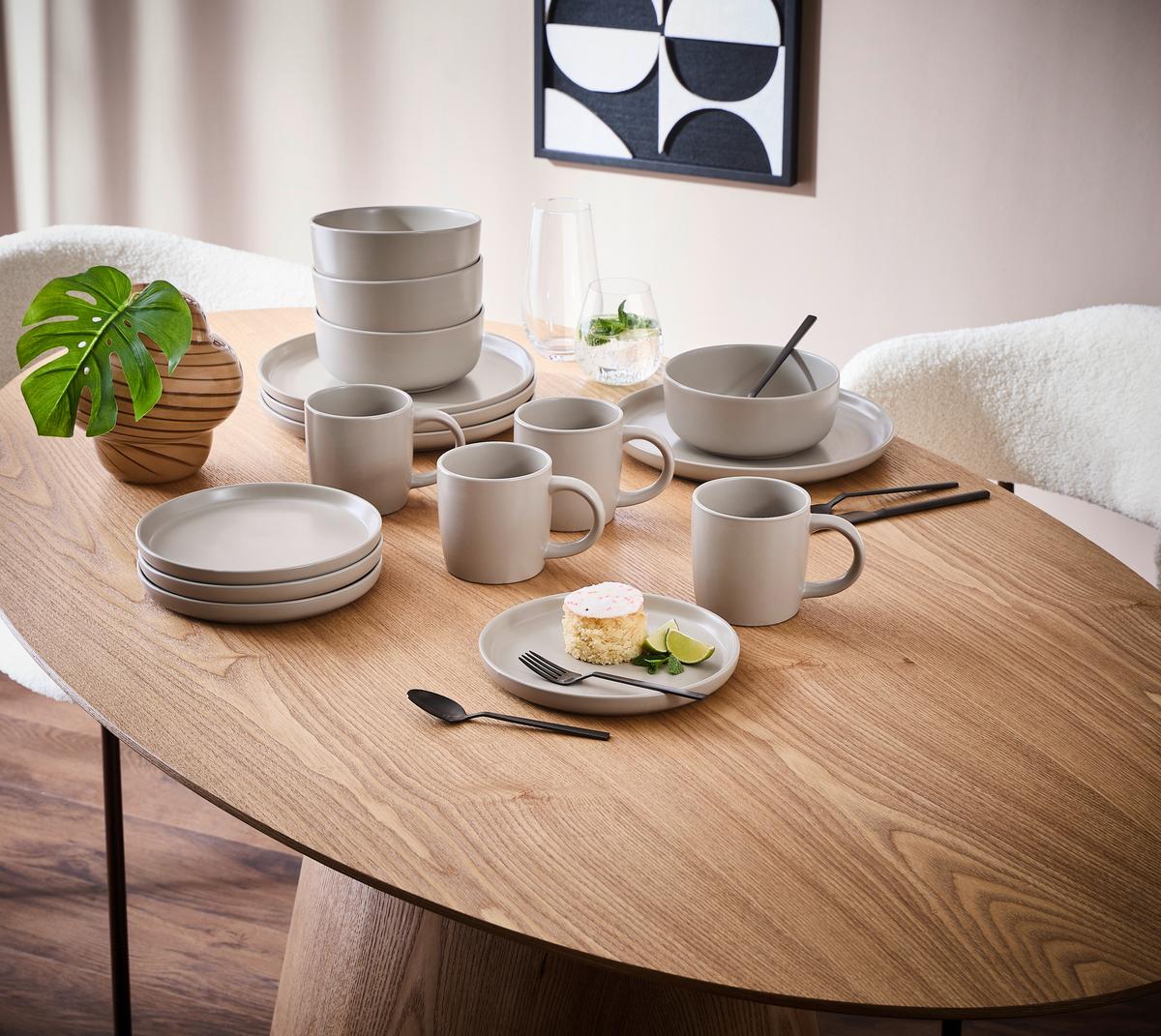 SERWIS OBIADOWO-ŚNIADANIOWY 21015 - taupe, Trend, ceramika - Novel