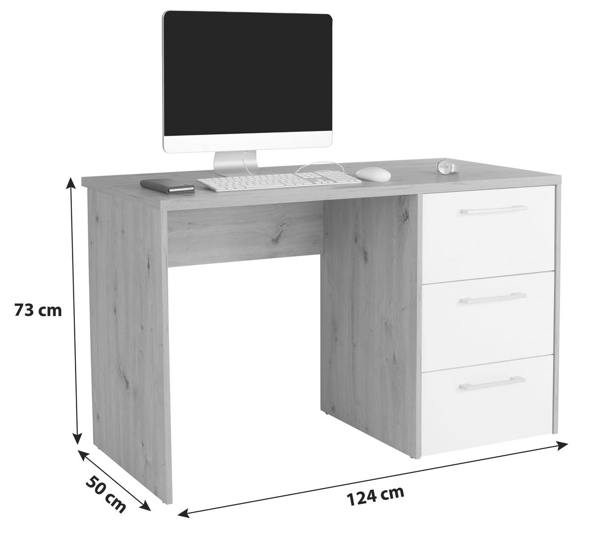 Radni Stol Box - boje hrasta/boje aluminija, Moderno, drvni materijal/plastika (123,4/73/50cm) - Modern Living