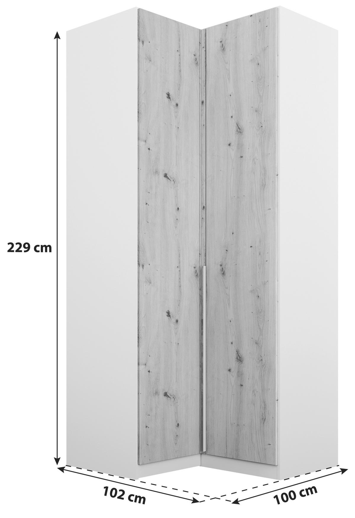 Kutni Ormar Za Odjeću Alabama - hrast Artisan/svijetlo siva, Moderno, drvni materijal (100/229/102cm) - Modern Living