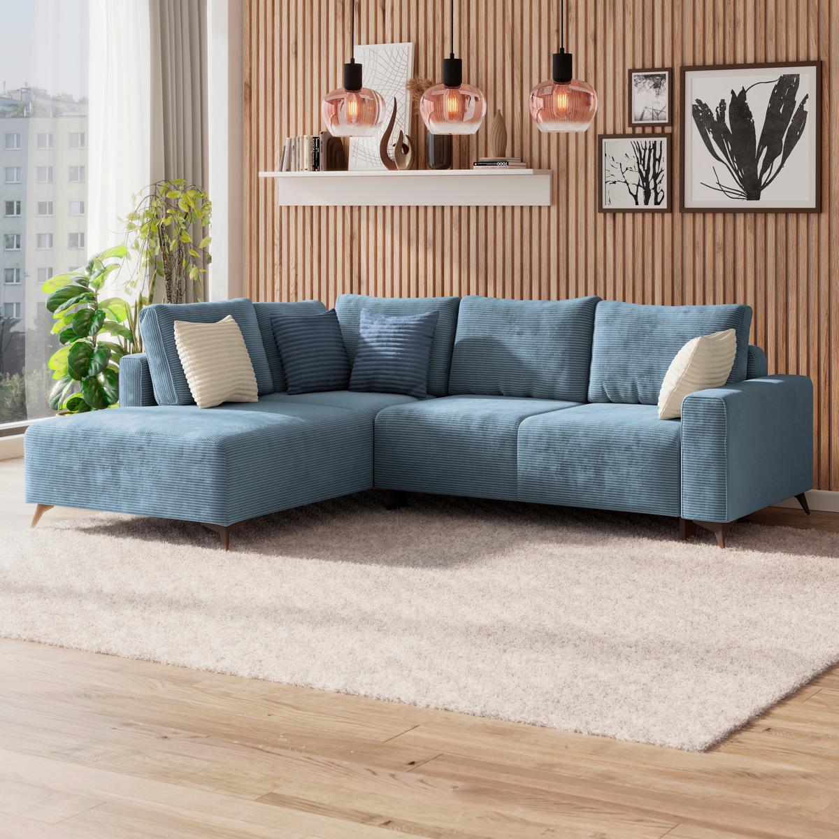 Kutna Garnitura Viktor - plava/crna, Moderno, tekstil/metal (212/270cm)