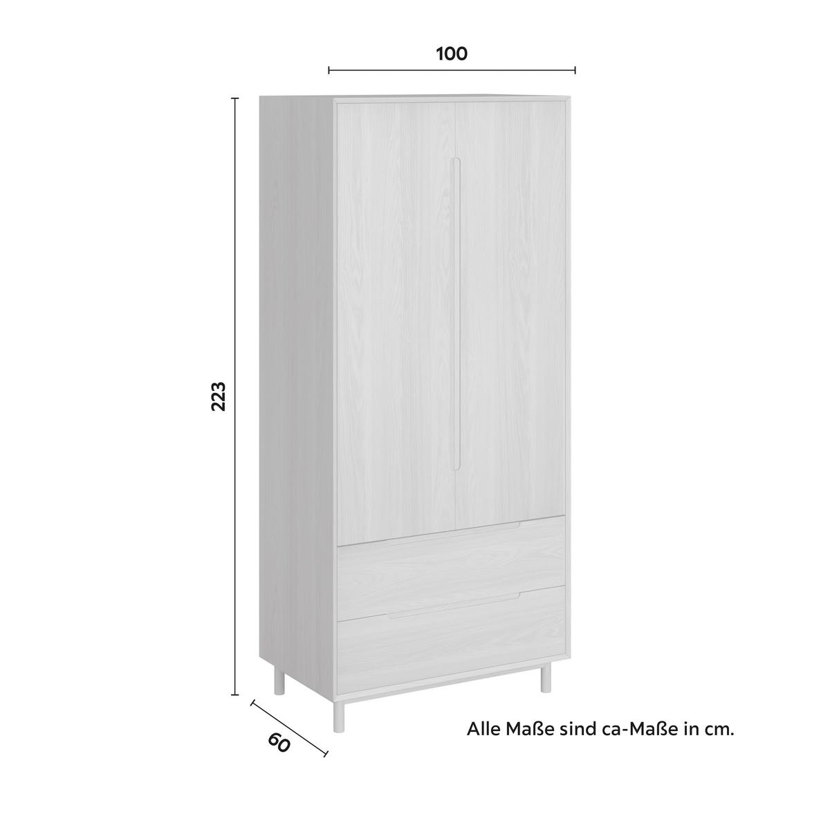 Omara Za Oblačila Marlo, Barve Hrasta, Š. 100cm - barve hrasta, Moderno, leseni material/les (100/223/60cm) - Bessagi Home