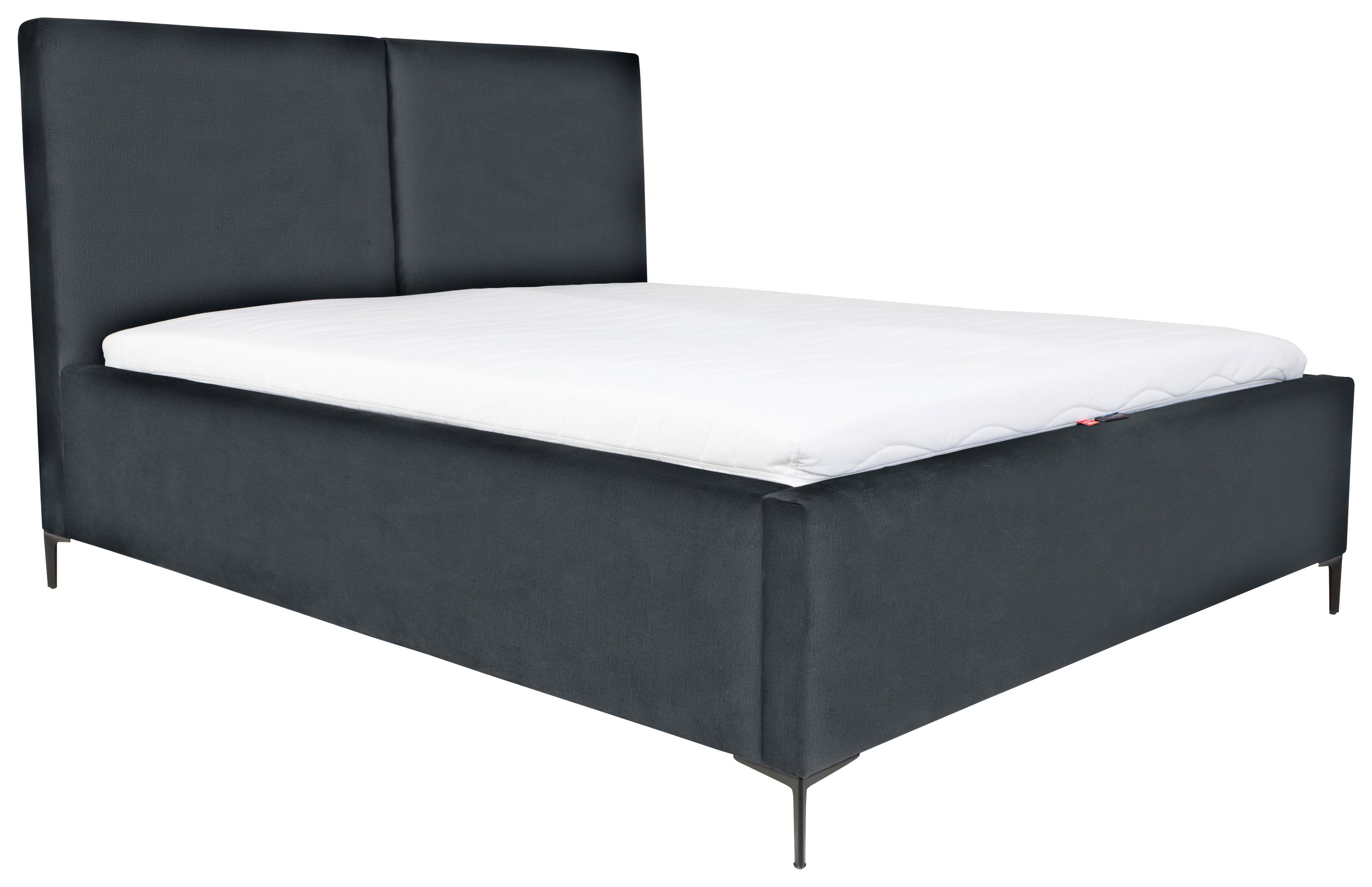Polsterbett Palini ca. 140x200 cm Dunkelgrau - Dunkelgrau/Schwarz, MODERN, Holz/Textil (140/200cm) - Livetastic