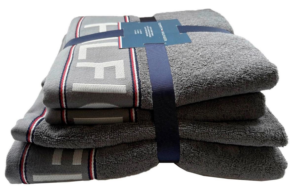 ZESTAW RĘCZNIKÓW FROTTE DEGREE STEEL - szary, Basics, tkanina - Tommy Hilfiger