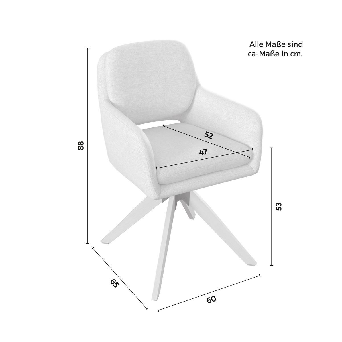 Armlehnstuhl Adrien Greige Webstoff Drehbar Gepolstert - Greige/Naturfarben, MODERN, Holz/Textil (60/88/65cm) - Bessagi Home