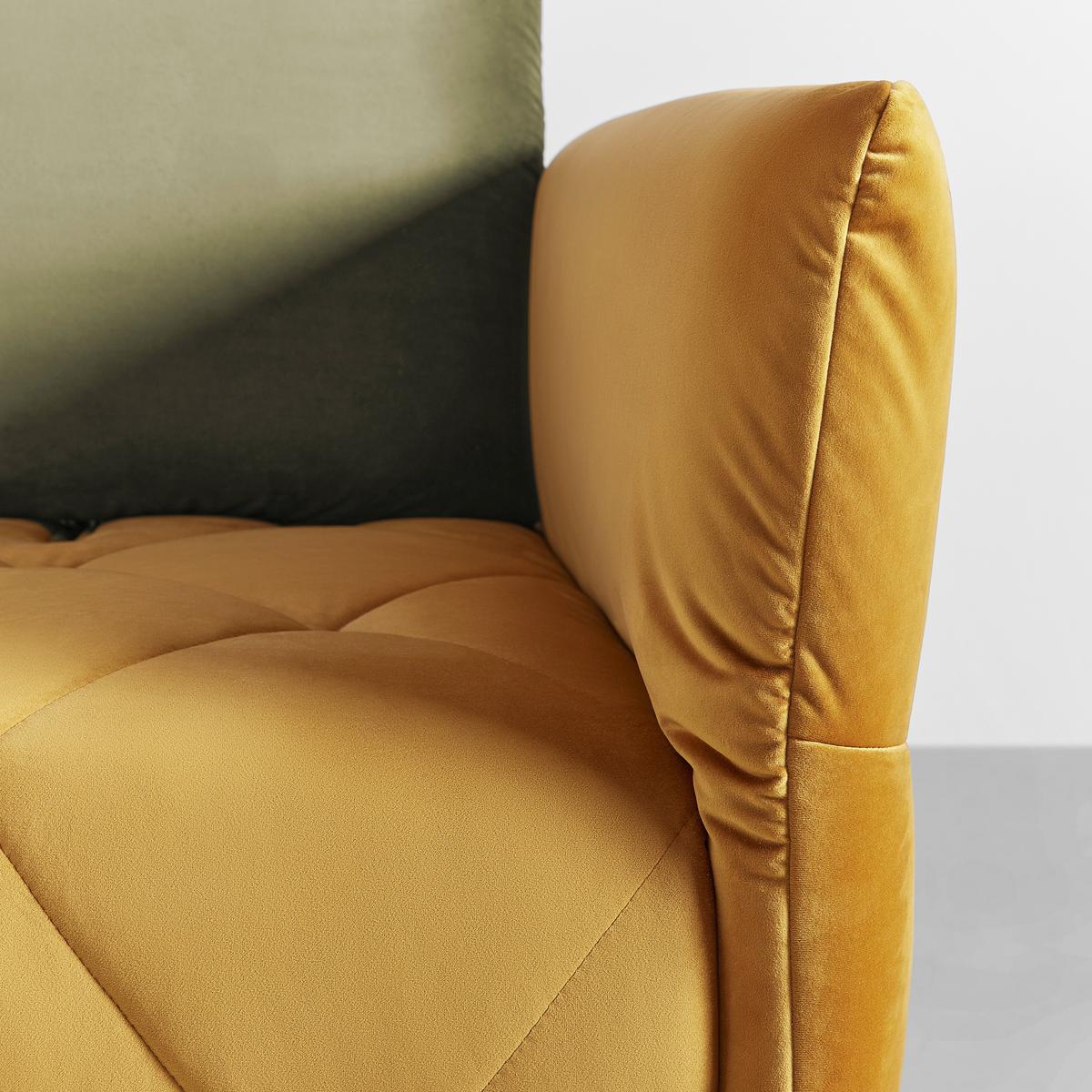 Wohnlandschaft Rhombus Goldfarben/Olivgrün - Goldfarben/Schwarz, Lifestyle, Holzwerkstoff/Textil (313/94/157cm) - Premium Living