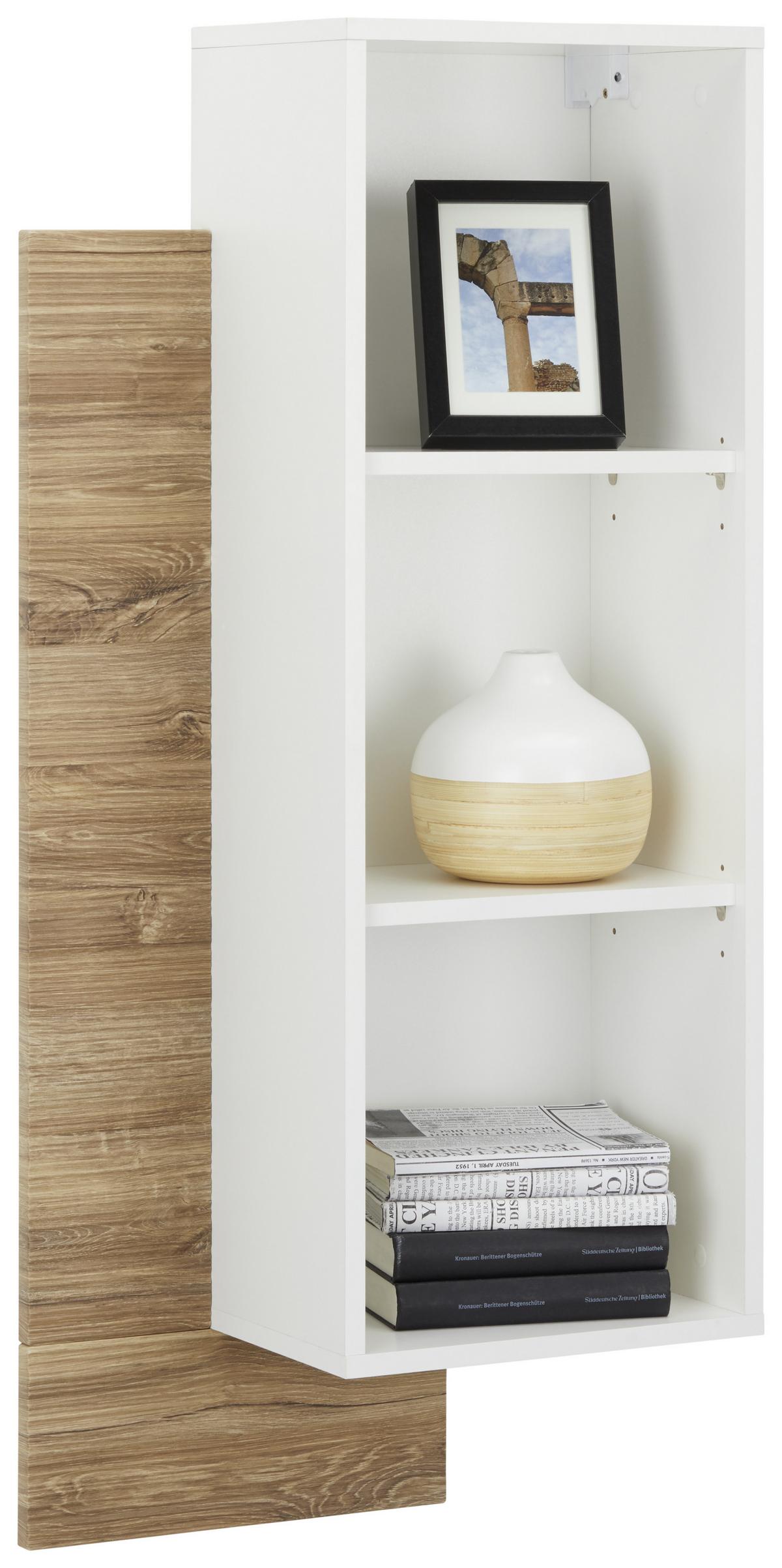 Zidna Polica Leonardo - bijela/boje hrasta, Moderno, drvni materijal (50/97/25cm) - Modern Living
