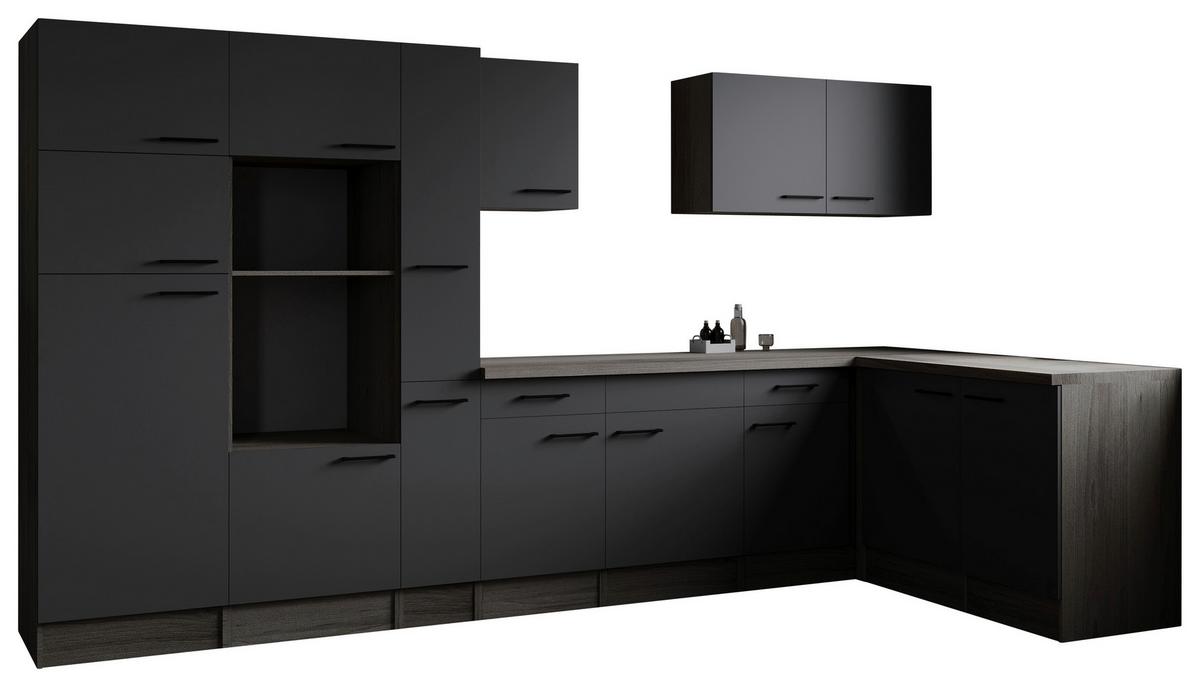 Kotna Kuhinja Brez Aparatov Oliver, 370x172cm - črna/siva, Design, kovina/leseni material (370/172cm) - Respekta