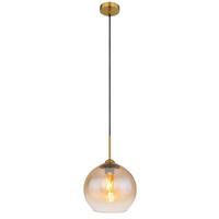 Hängeleuchte Jamessa Messingfarben max. 60 Watt - Klar/Messingfarben, Design, Glas/Metall (25/120cm) - Globo