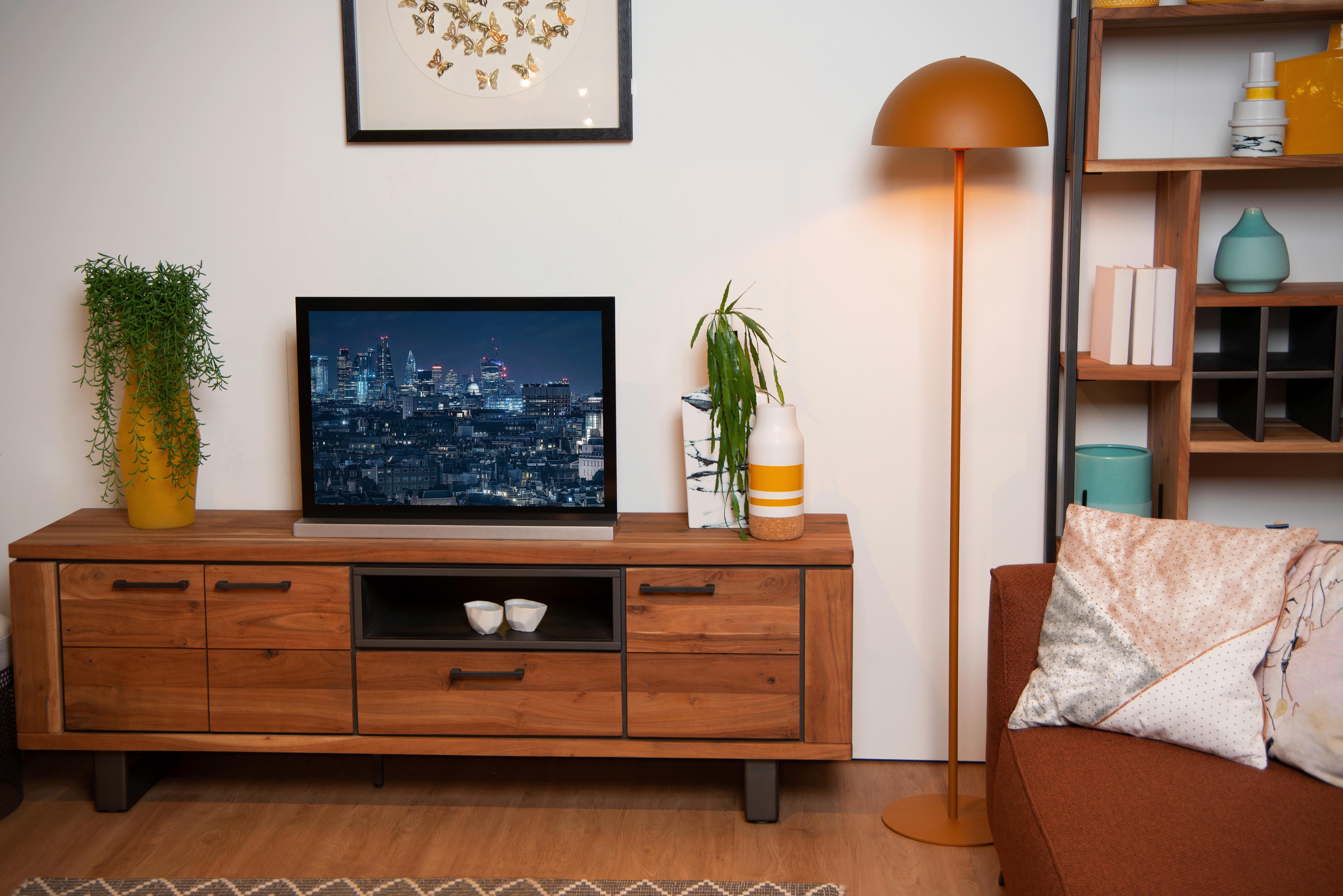 LAMPA STOJĄCA 45796/01/44 SIEMON - kolor mosiężny/curry, Design, metal (35/160cm) - Lucide