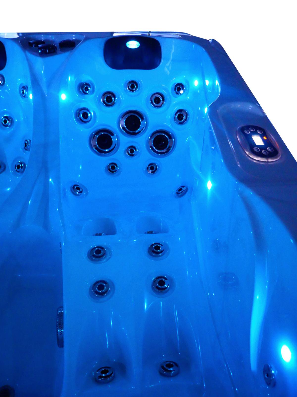 Whirlpool Capri Grauweiß ca. 210x160x90cm - Grauweiß, KONVENTIONELL, Kunststoff (210/160/90cm) - Sanotechnik