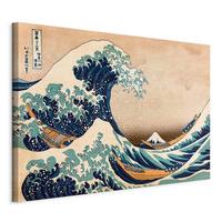 Slika Na Platnu The Great Wave Of Kanagawa - modra/bež, Basics, tekstil/les (120/80/1.2cm) - artgeist