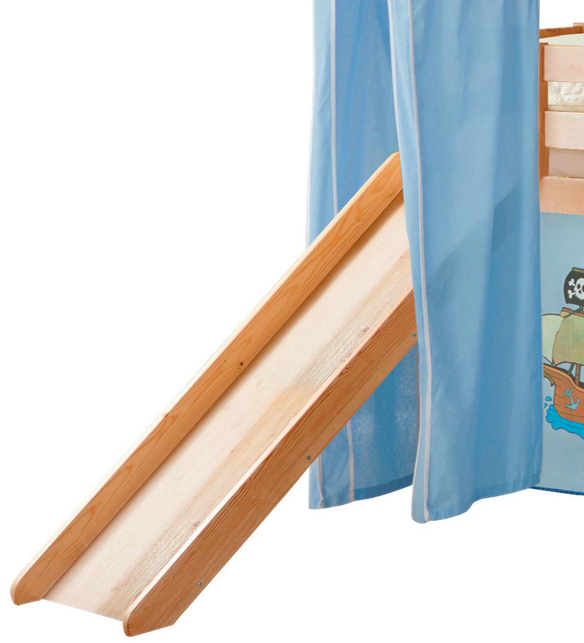 Igralna Postelja Kasper, 90x200, Modra, Tobogan, Stolp - barve bora/modra, Natur, les (90/200cm) - MID.YOU