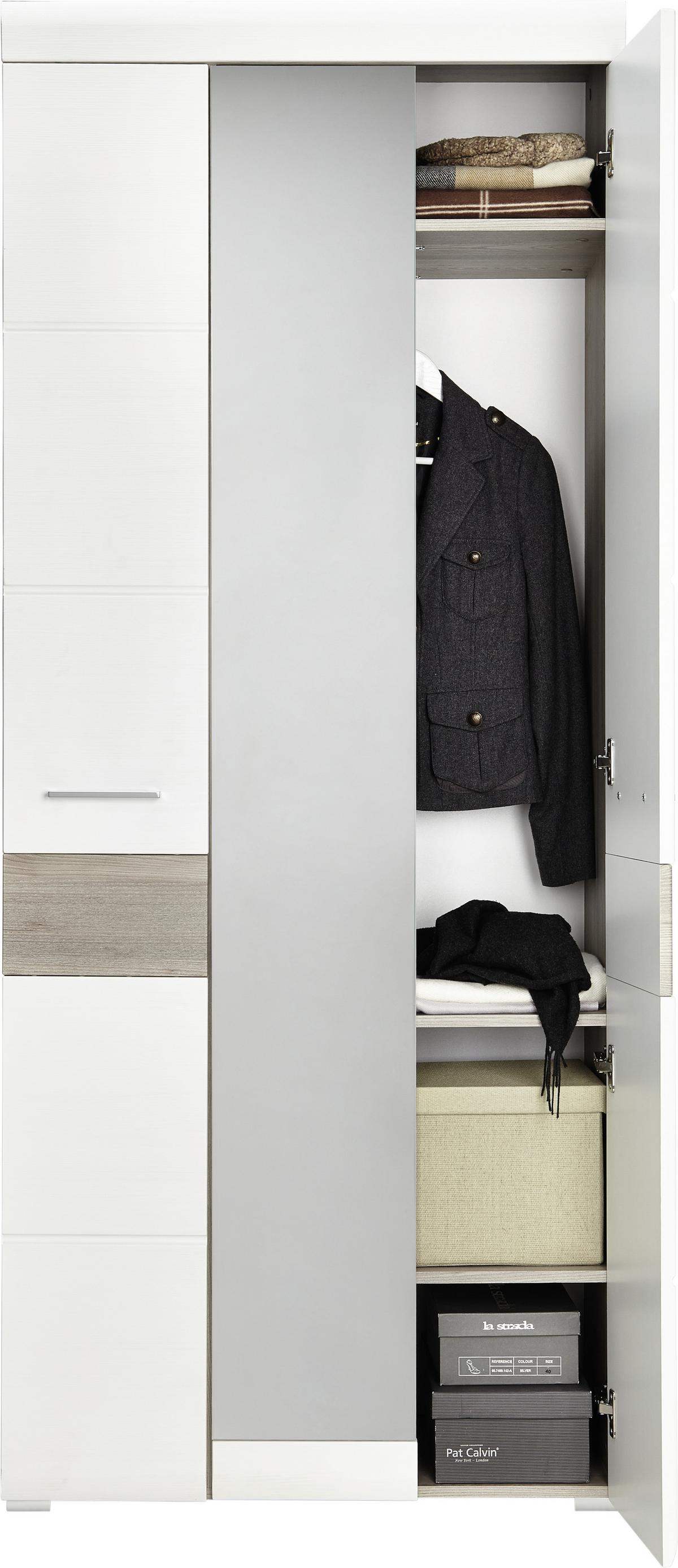 armoire de garde-robe in Silbereiche/Weiss - Chromfarben/Weiss, Konventionell (85/200/40cm) - Premium Living
