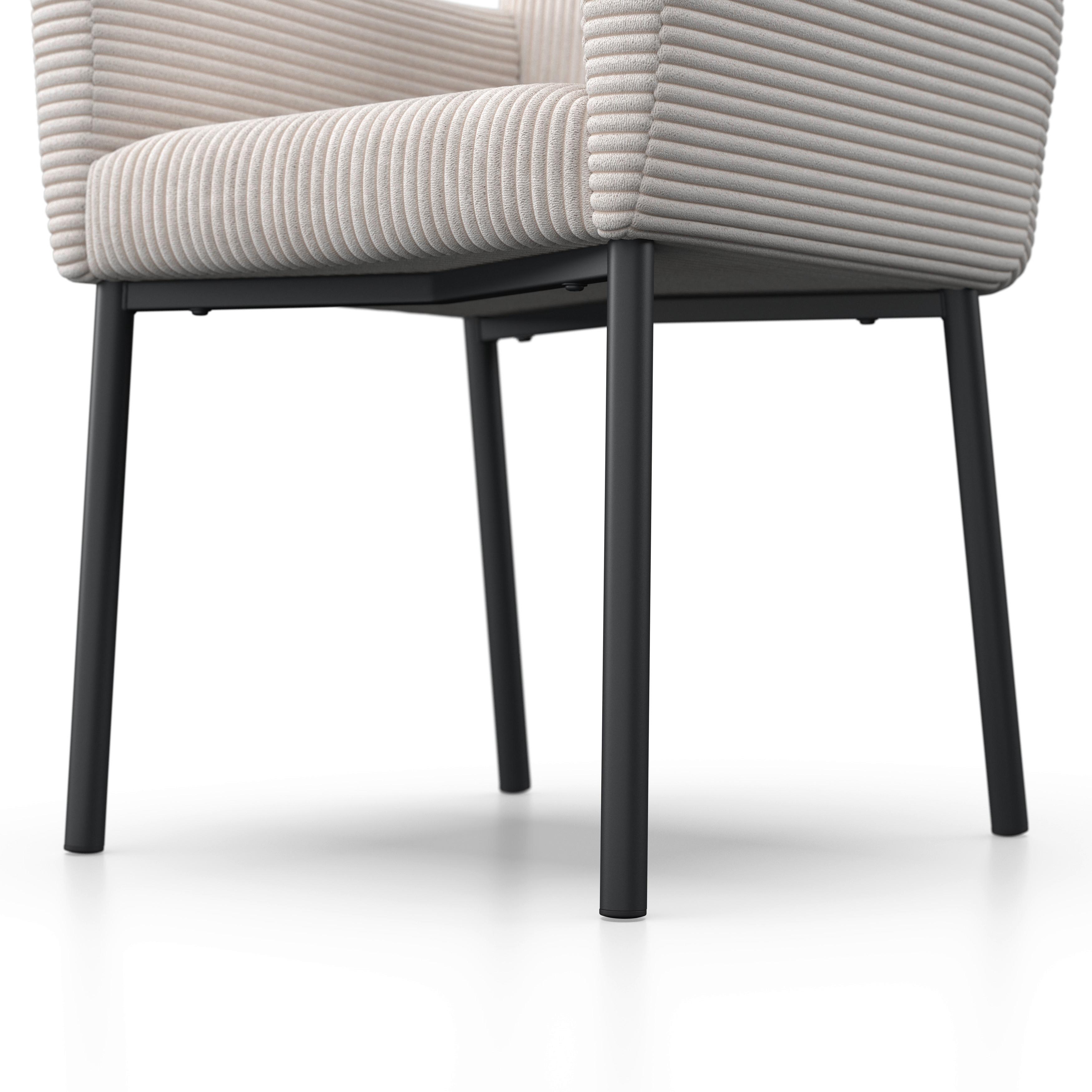 Armlehnstuhl Sofia Beige Cord Gepolstert - Beige/Schwarz, MODERN, Holz/Textil (57/87/58cm) - Bessagi Home