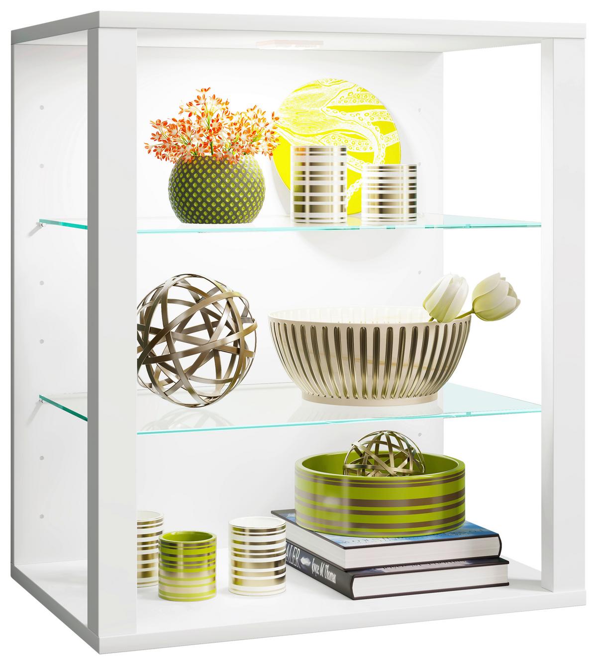 Viseča Vitrina Glasol S, Bela - bela, Design, steklo/leseni material (52/60/35cm) - MID.YOU