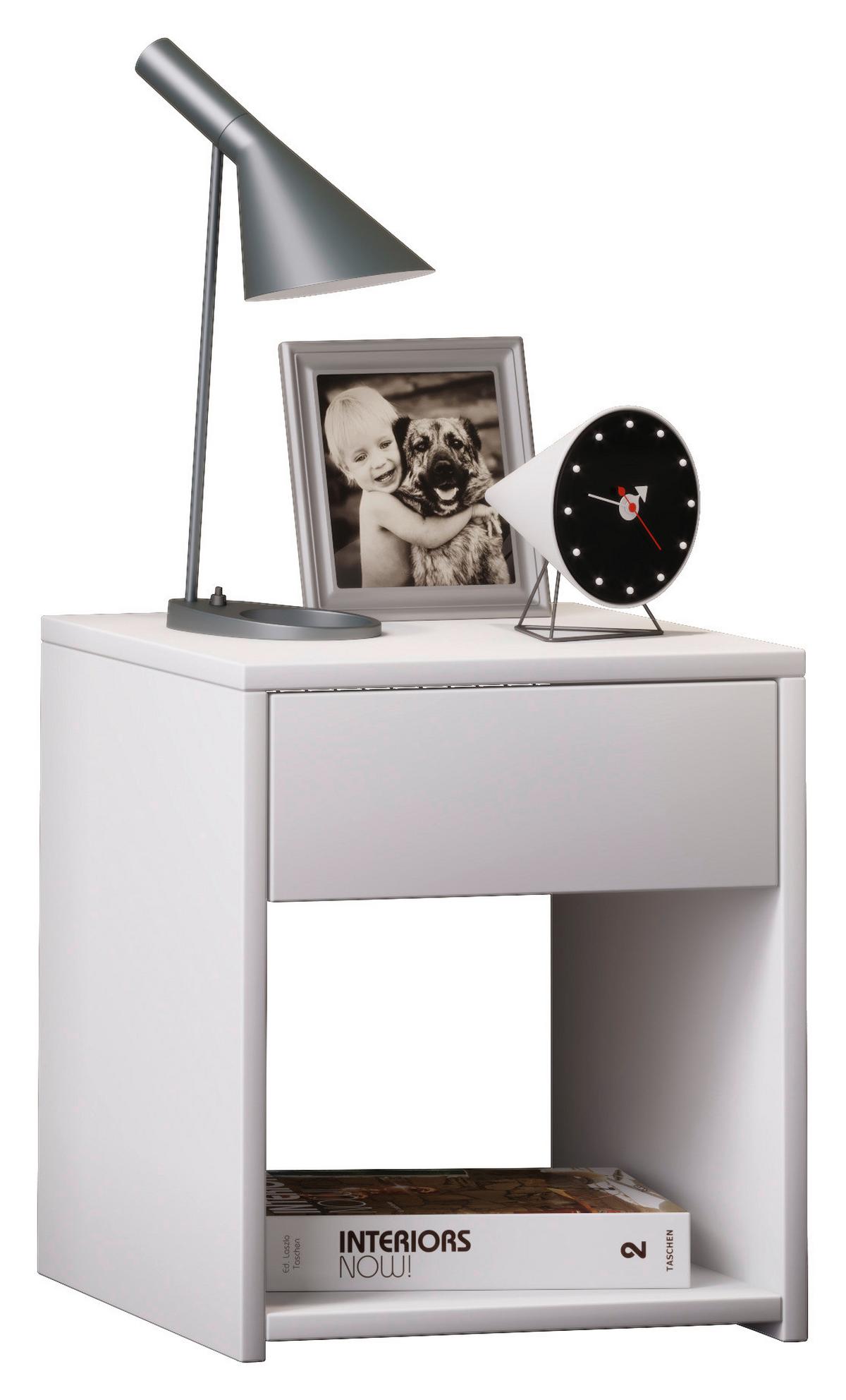 Nočna Omarica Sledo Mini, Bela - bela, Konvencionalno, leseni material (35/40/35cm) - MID.YOU