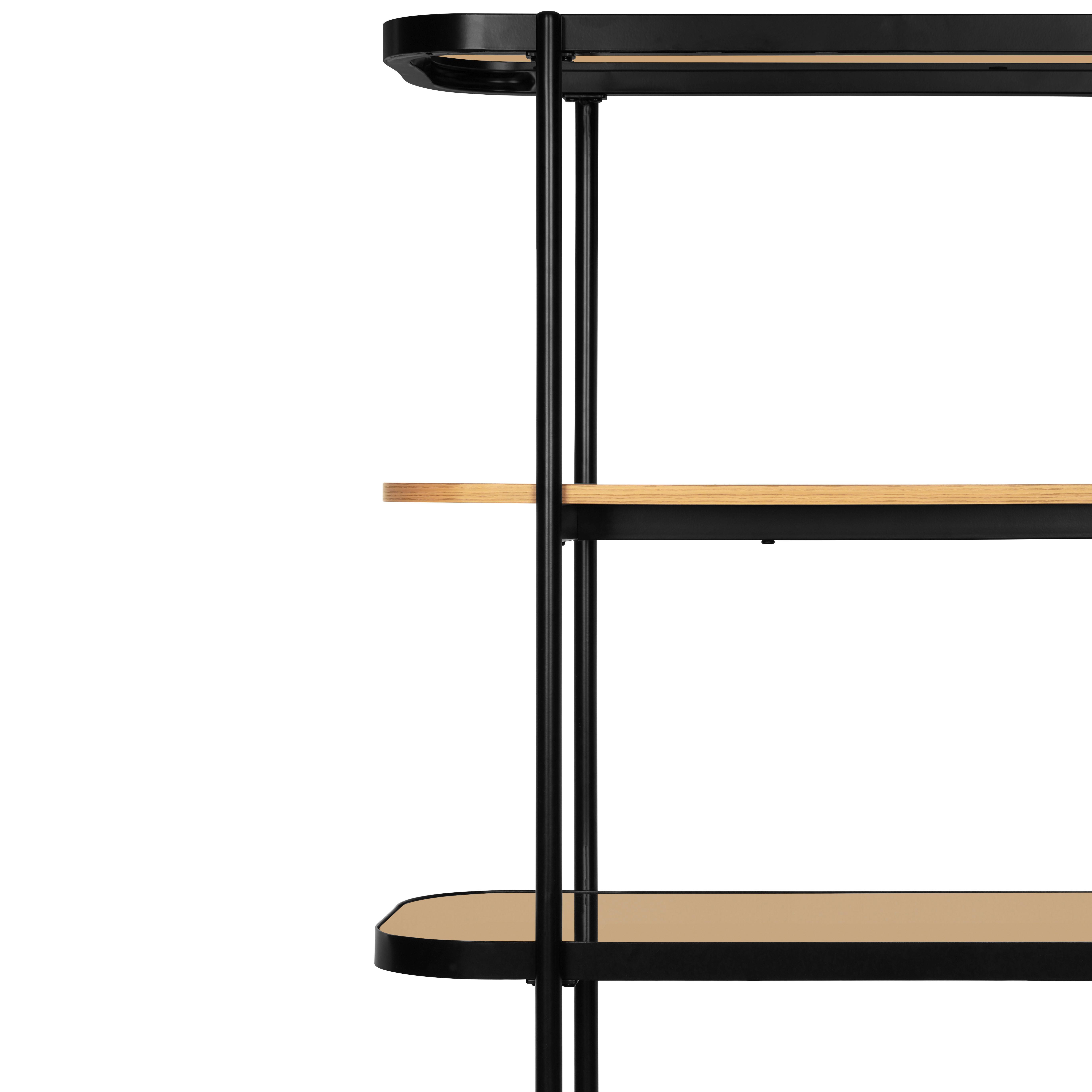 Etajeră LINEA - culoare natur/negru, Modern, sticlă/metal (90/120/34cm) - Modern Living