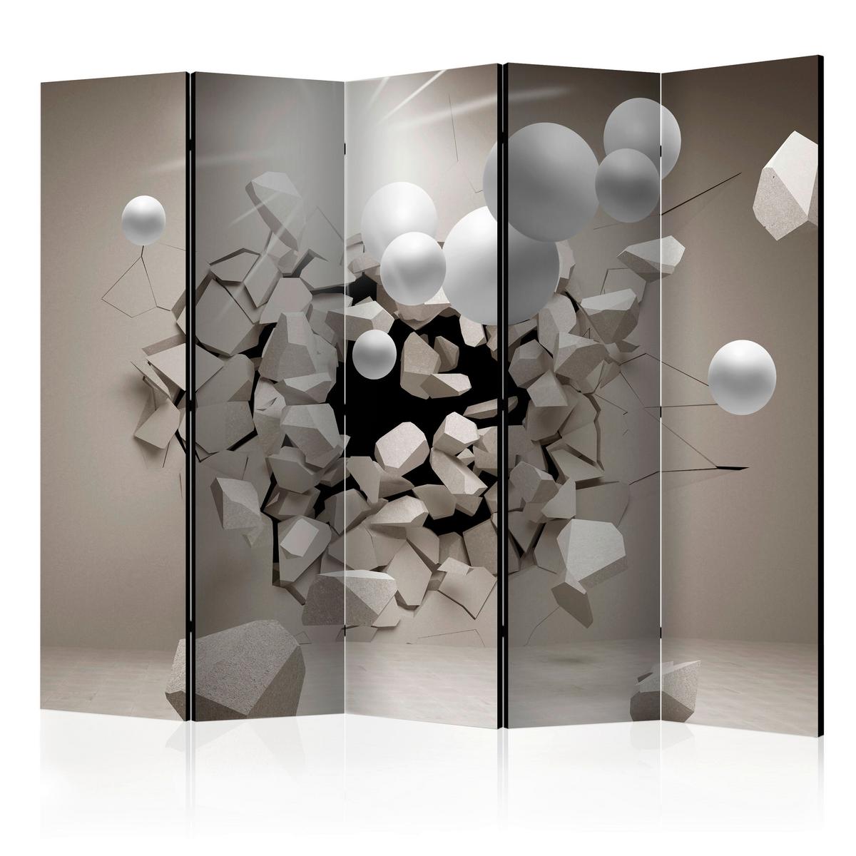 Paravan Release Me I, 5-Delni, Dvostranski - krem barve/bež, Basics, tekstil/les (225/172/3cm) - artgeist