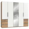 Drehtürenschrank Level 36A mit Spiegel ca. 250 cm Weiß/Eiche - Chromfarben/Eichefarben, MODERN, Glas/Holzwerkstoff (250/216/58cm) - MID.YOU