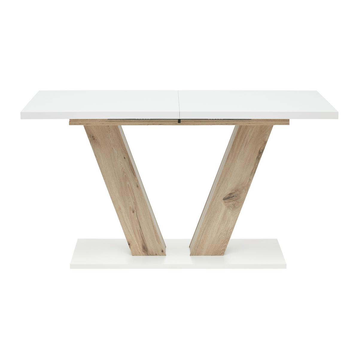 Ausziehtisch Hamm T Weiß/Eiche ca. 140-180x90x76cm - Eichefarben/Weiß, MODERN, Holzwerkstoff (140-180/90/76cm) - Mömax