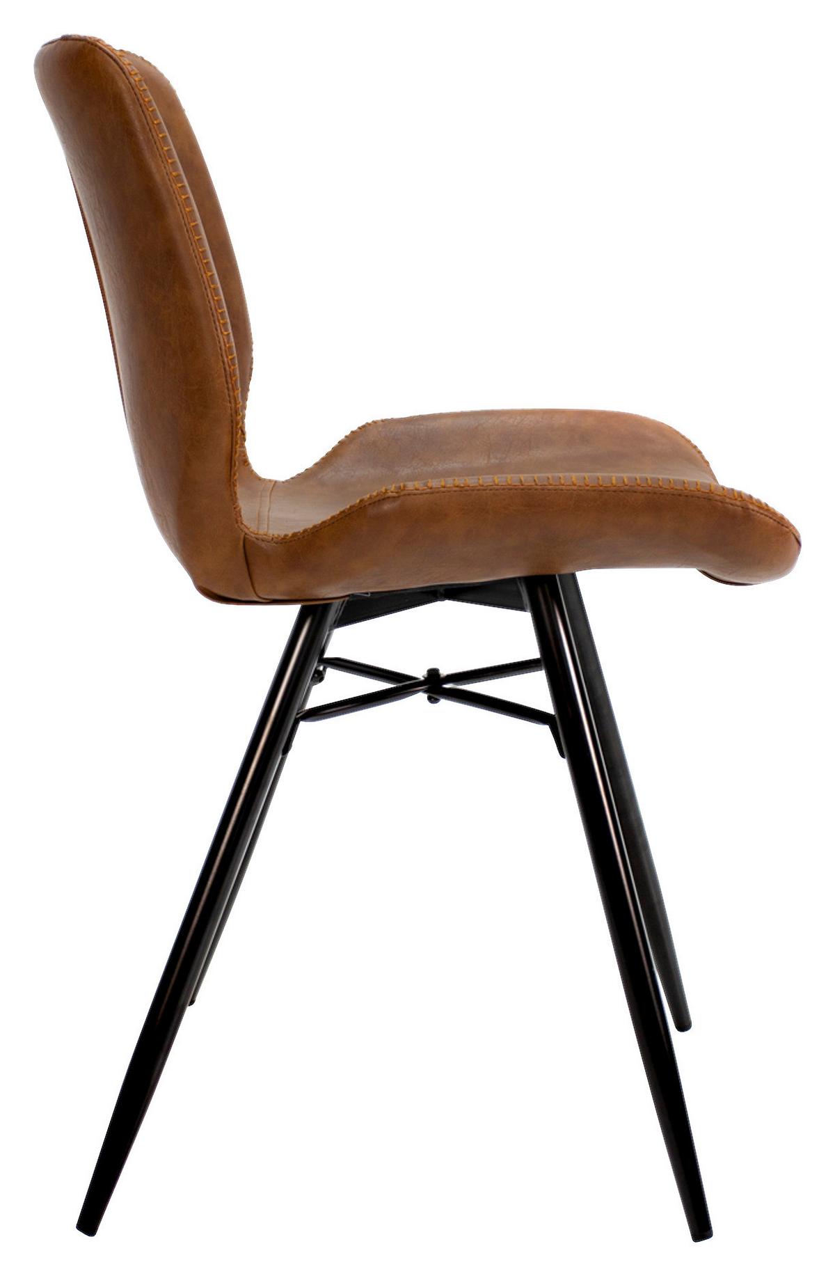Stuhl-Set Barron 4er-Set ca. 47x82 cm Cognac - Cognac/Schwarz, KONVENTIONELL, Textil/Metall (47/82/55cm) - MID.YOU