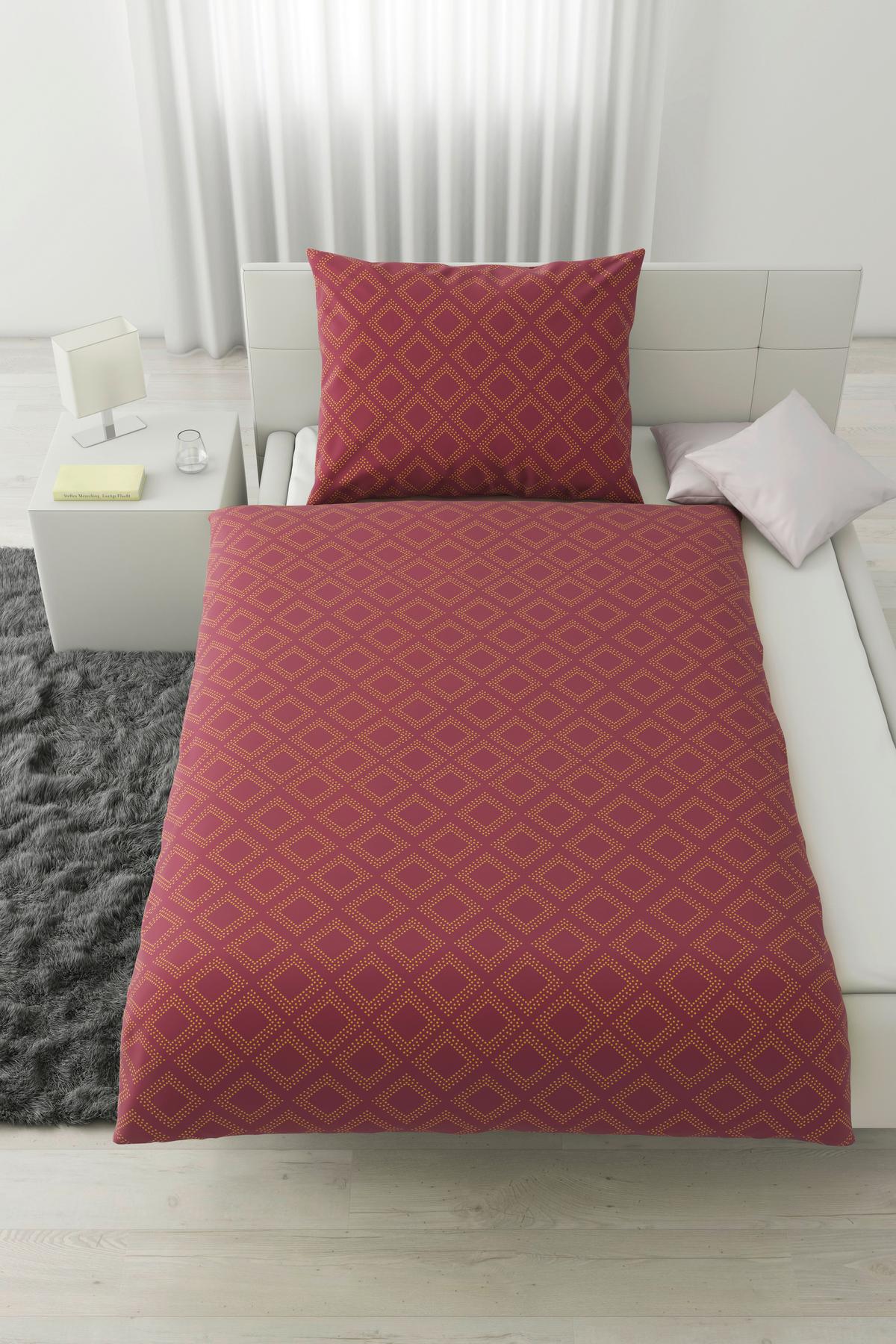 Bettwäsche Ornament ca. 160x210cm - Gelb/Weinrot, Lifestyle, Textil (160/210cm) - Modern Living