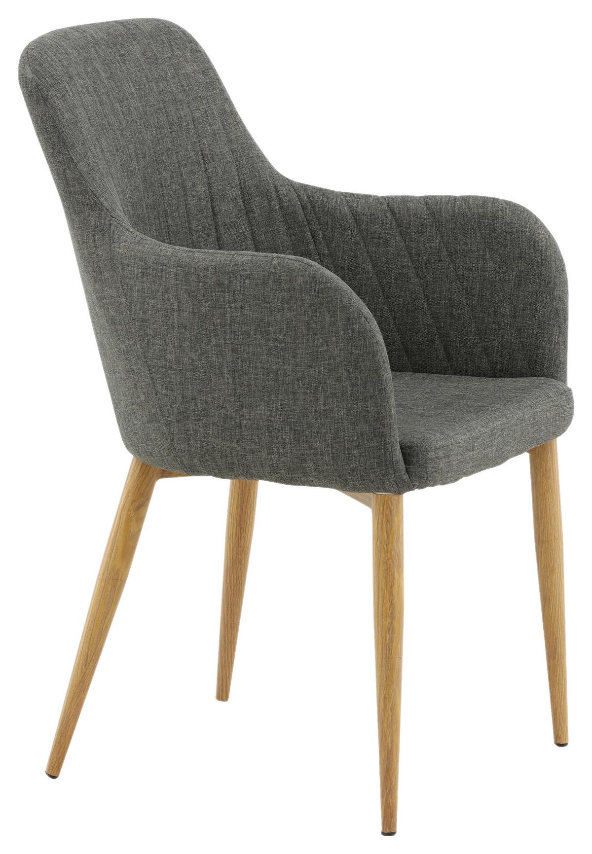 STUHL-SET COMFORT - Dunkelgrau/Naturfarben, Design, Textil/Metall (57/93/62cm) - Livetastic