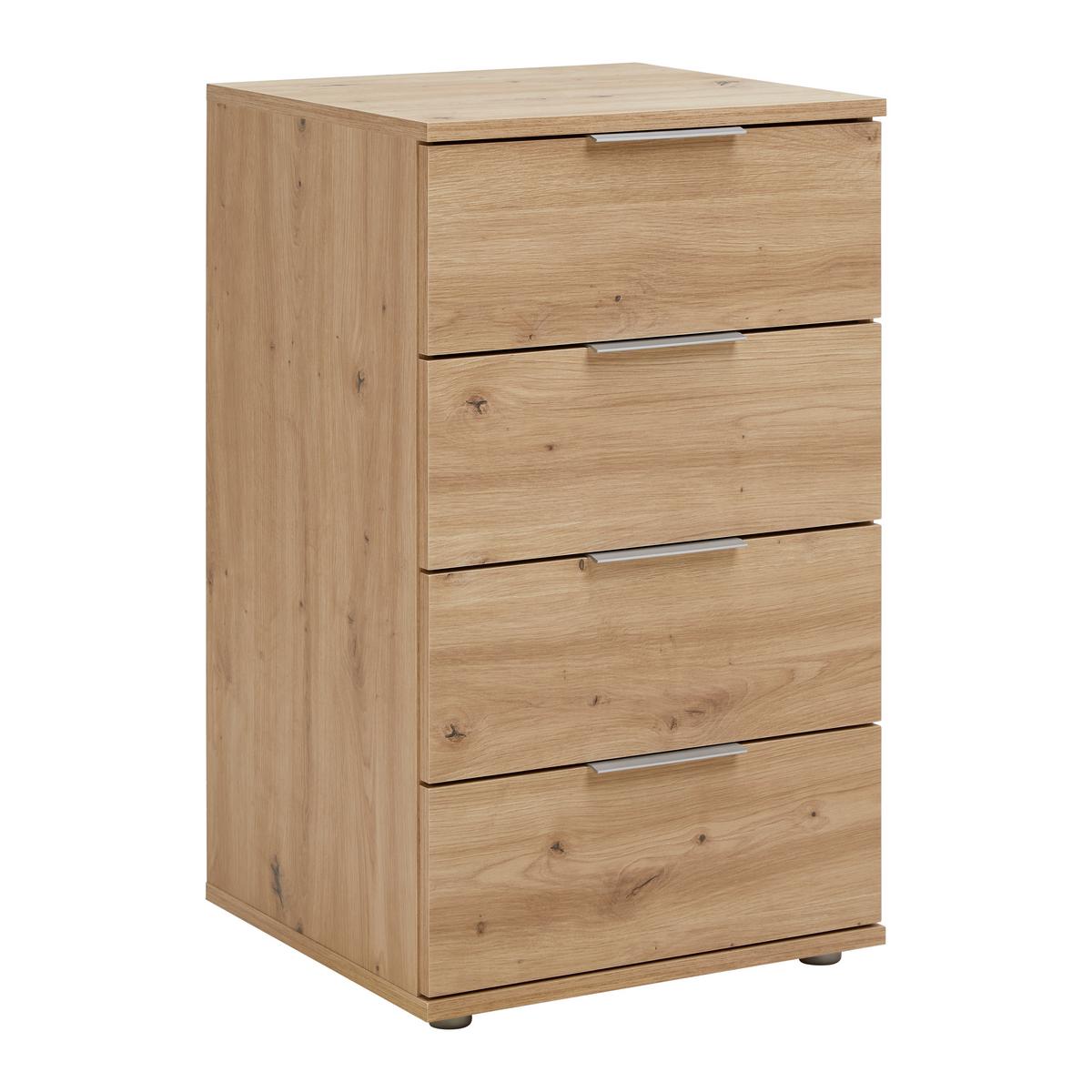 Nachtkästchen Cuatro Eiche Artisan - Silberfarben/Eiche Artisan, KONVENTIONELL, Holzwerkstoff/Kunststoff (46/79/42cm) - Modern Living