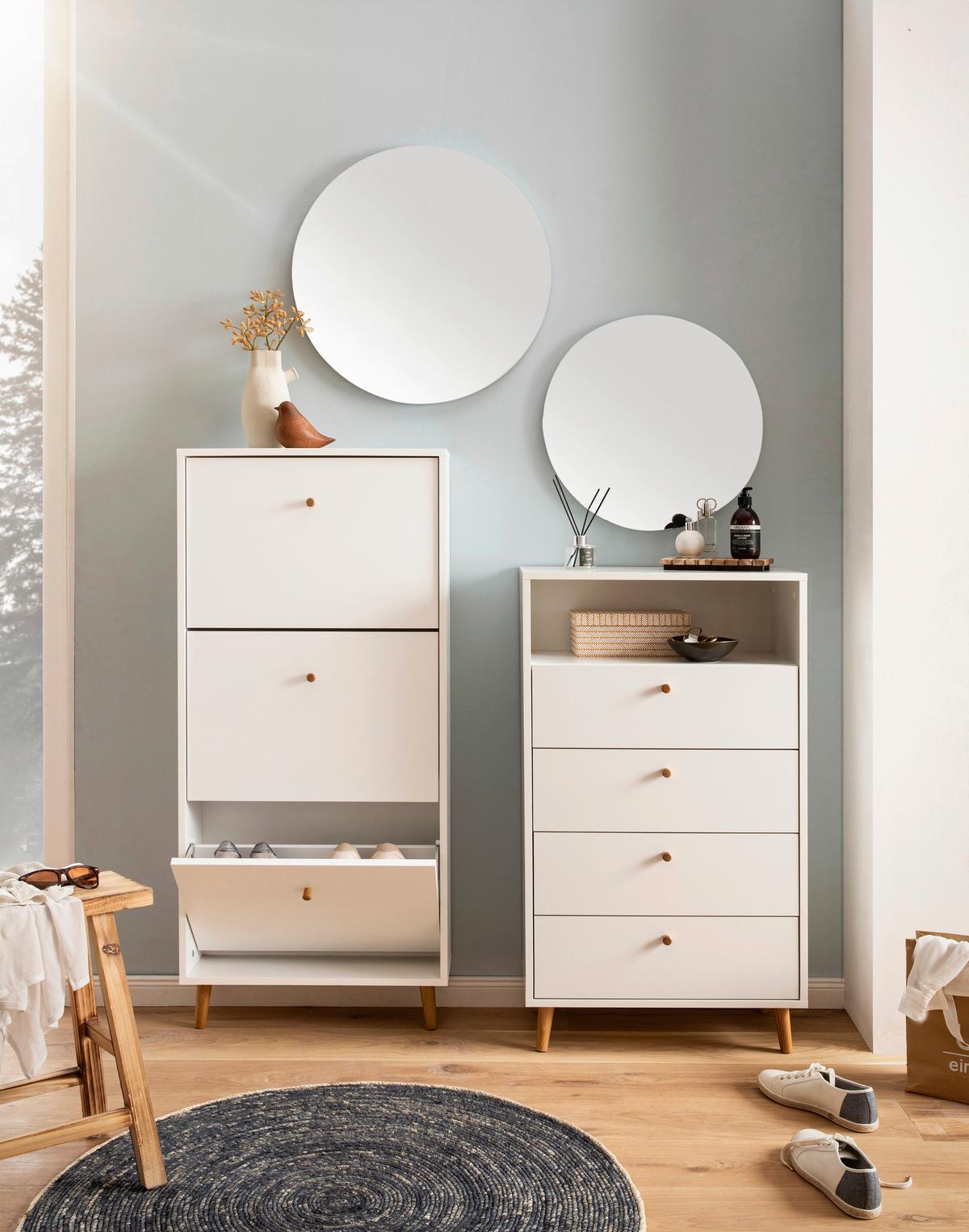 Visoka Komoda Bjarne, Bela, Barva Hrasta - zelena/bela, Design, leseni material/les (60,2/104,4/33,05cm) - MID.YOU