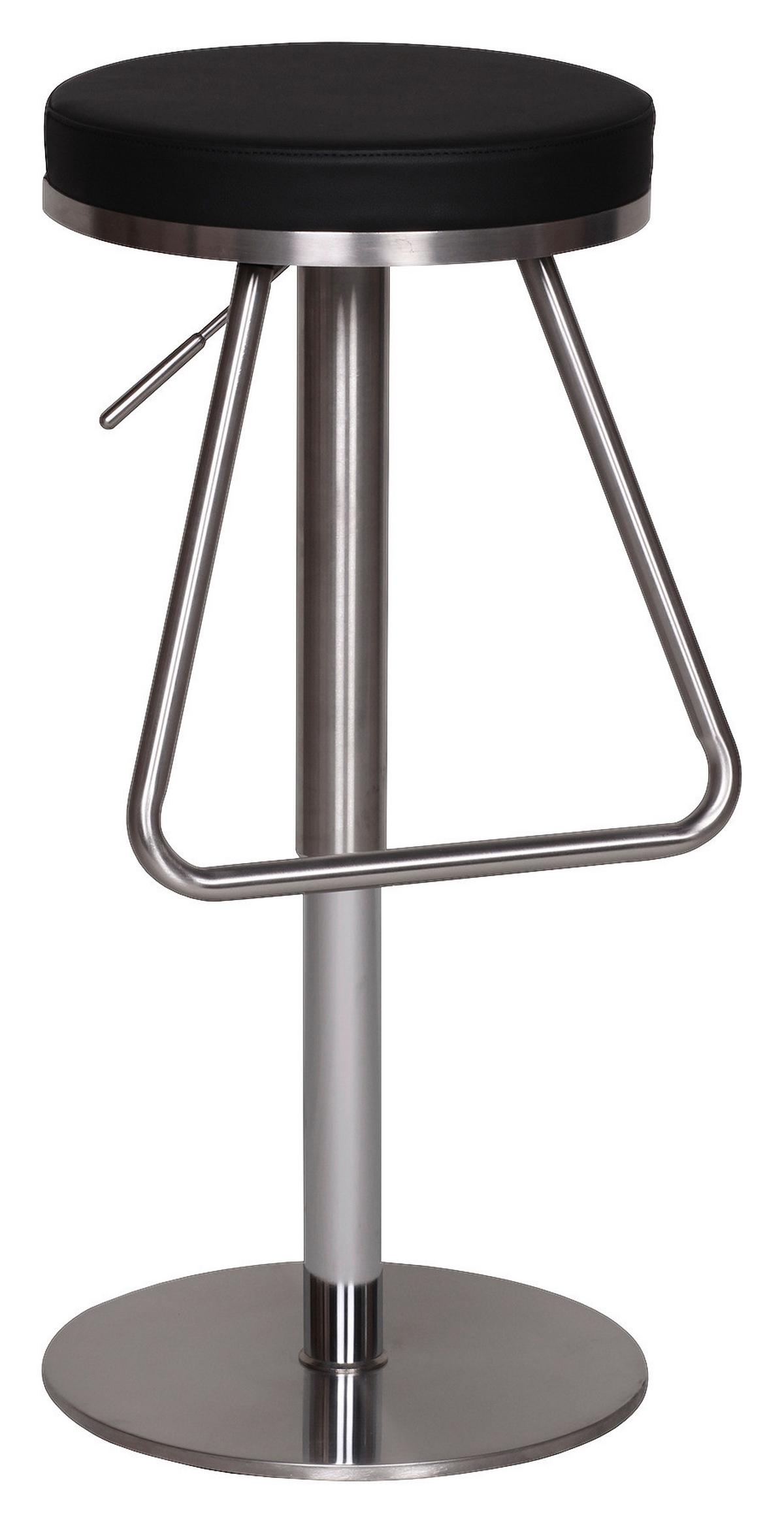 Barhocker 360° drehbar ca. 39x25 cm Schwarz - Silberfarben/Schwarz, MODERN, Textil/Metall (39/54/39cm) - MID.YOU