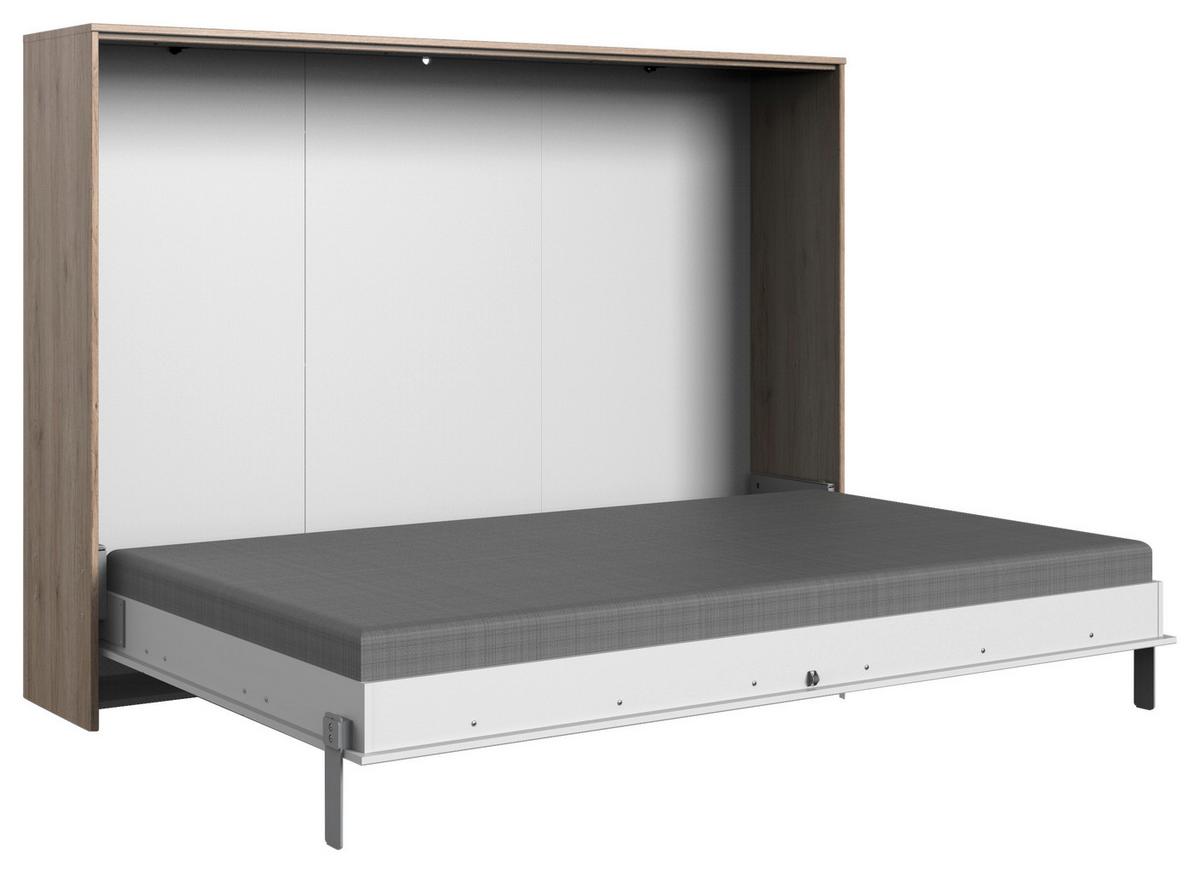 Schrankbett Juist Weiß/Eiche ca. 140x200cm - Eichefarben/Weiß, KONVENTIONELL, Holz/Holzwerkstoff (140/200cm) - MID.YOU
