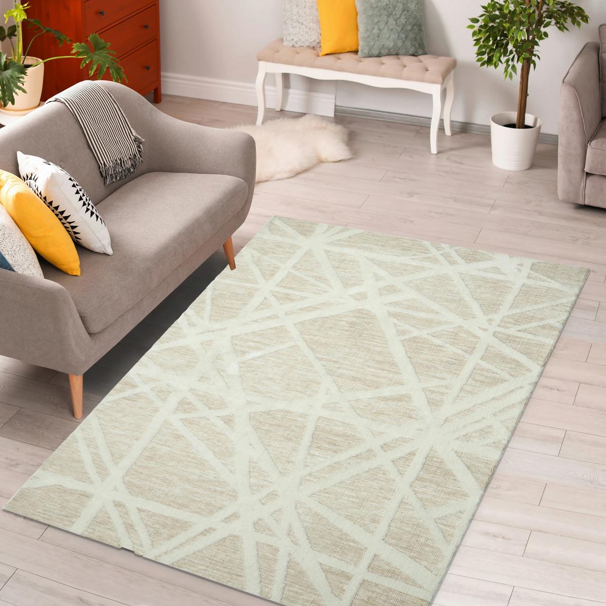 Teppich Verona Cutloop Weiß/Beige ca. 160x230cm - Beige/Weiß, Basics, Textil (160/230cm)